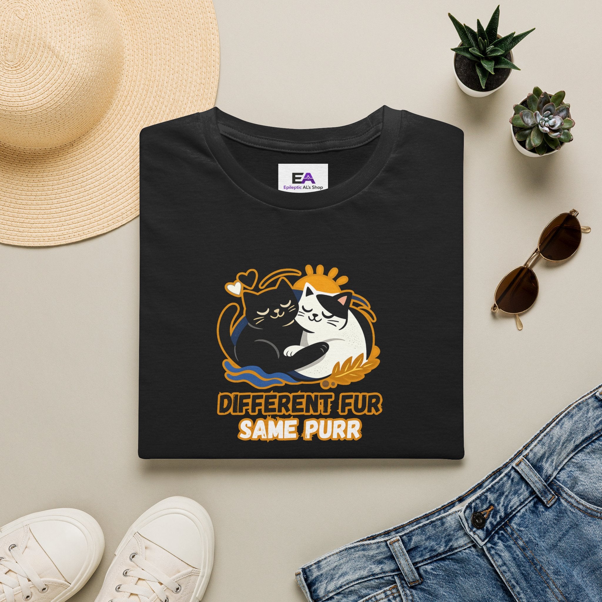 Different Fur, Same Purr Cat Unity T-Shirt | Kindness & Harmony Tee