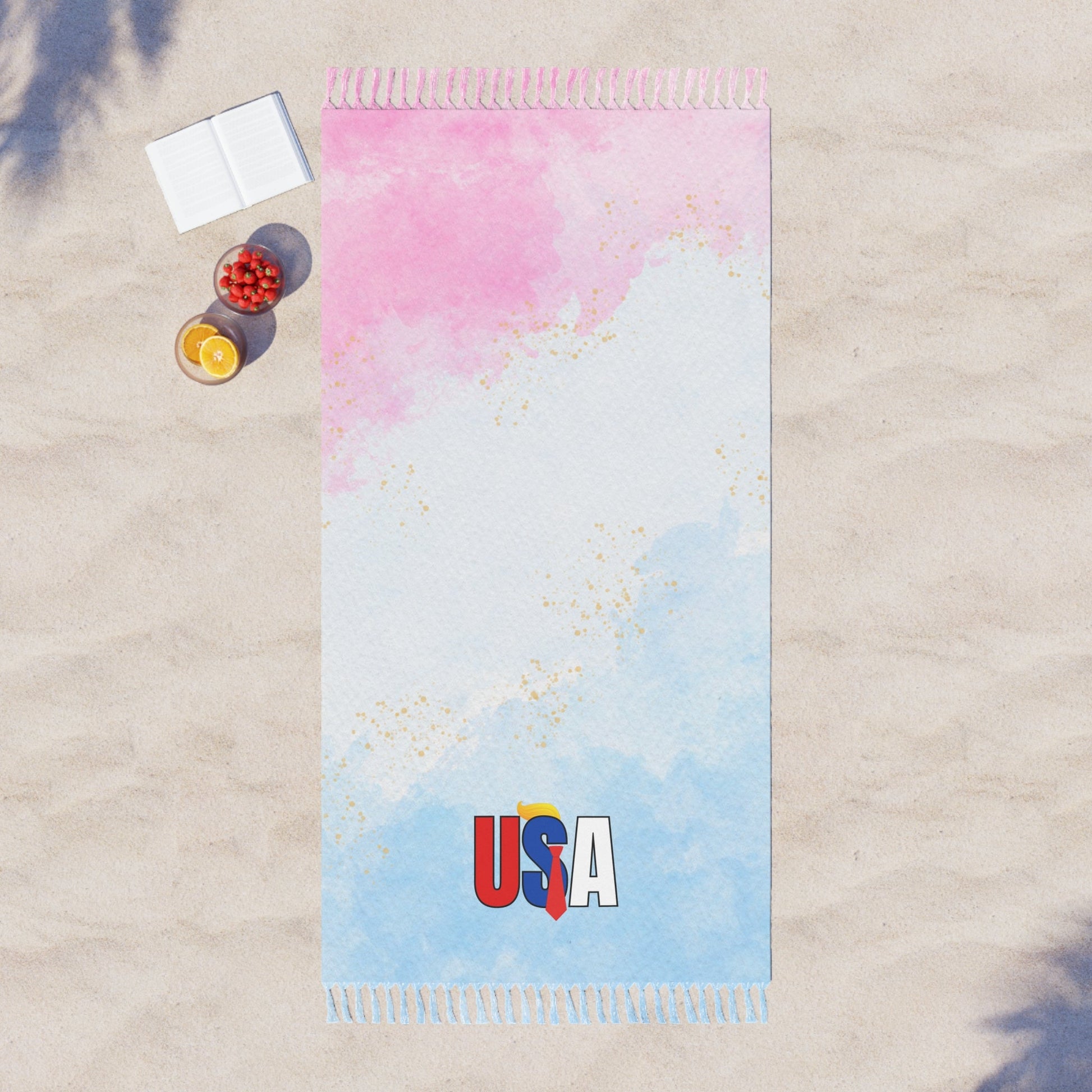 Trump USA Boho Beach Towel - Ideal for Summer Fun and Pool Parties Printify