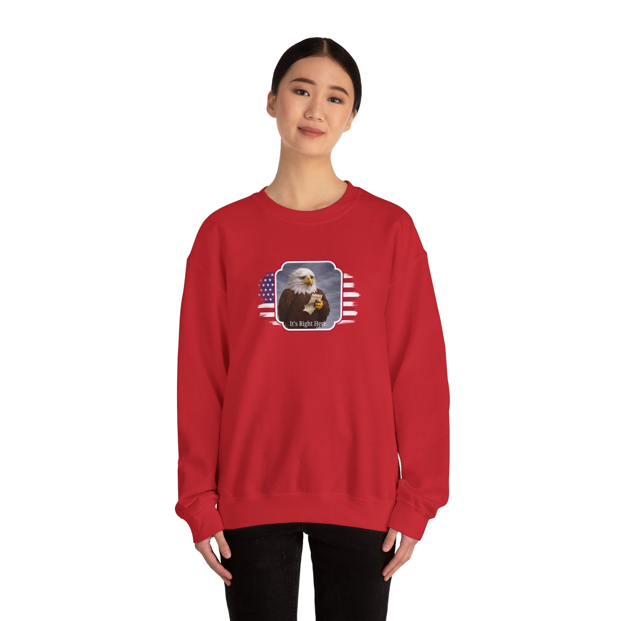 “It’s Right Here” Political Parody Crewneck Sweatshirt