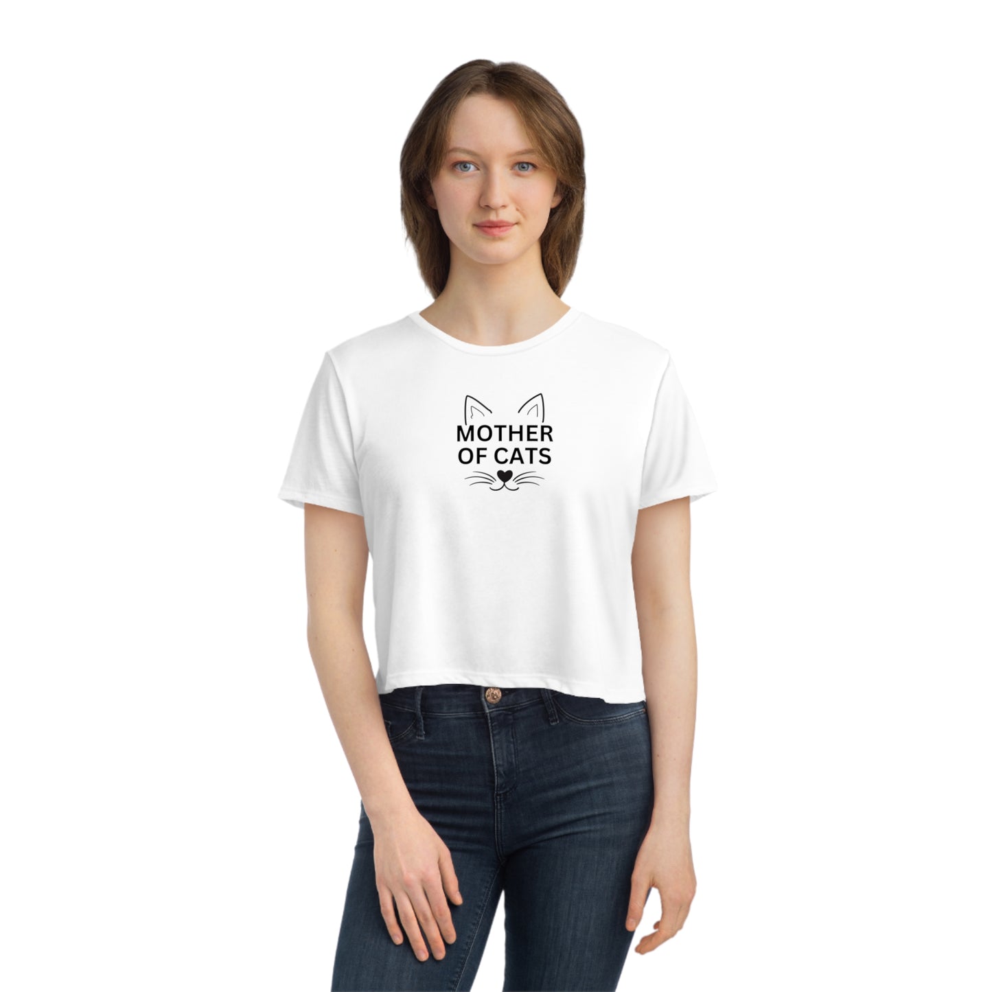 Mother of Cats Women's Flowy Cropped Tee - T - Shirt - Epileptic Al’s Shop