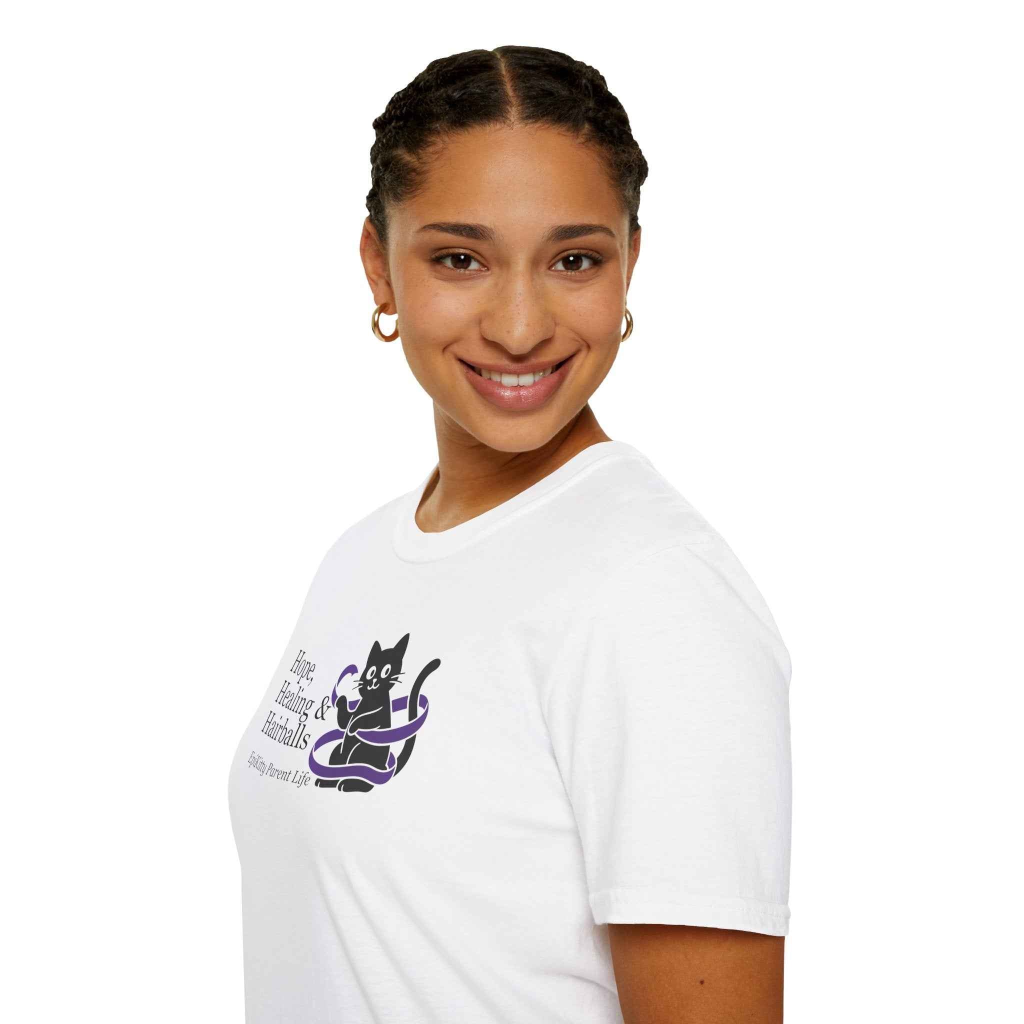 Hope, Healing & Hairballs Cat T-Shirt – Epikitty Parent Awareness Tee