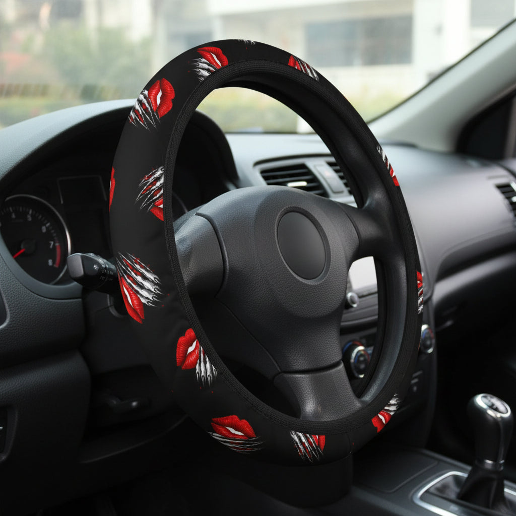 Kiss & Claw Steering Wheel Cover – Sassy Red Lip Grip Cover