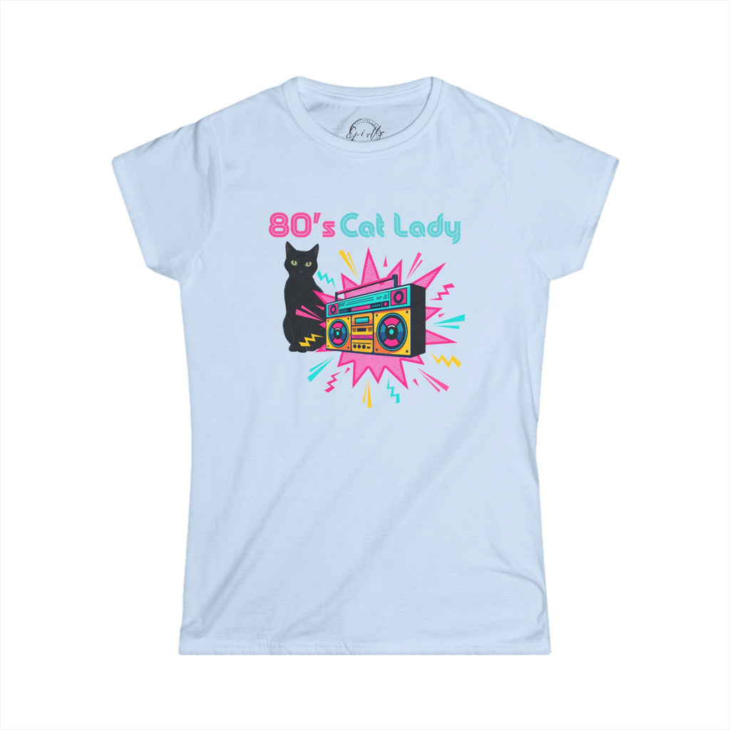 80's Cat Lady Graphic Tee - Fun Retro Style for Cat Lovers