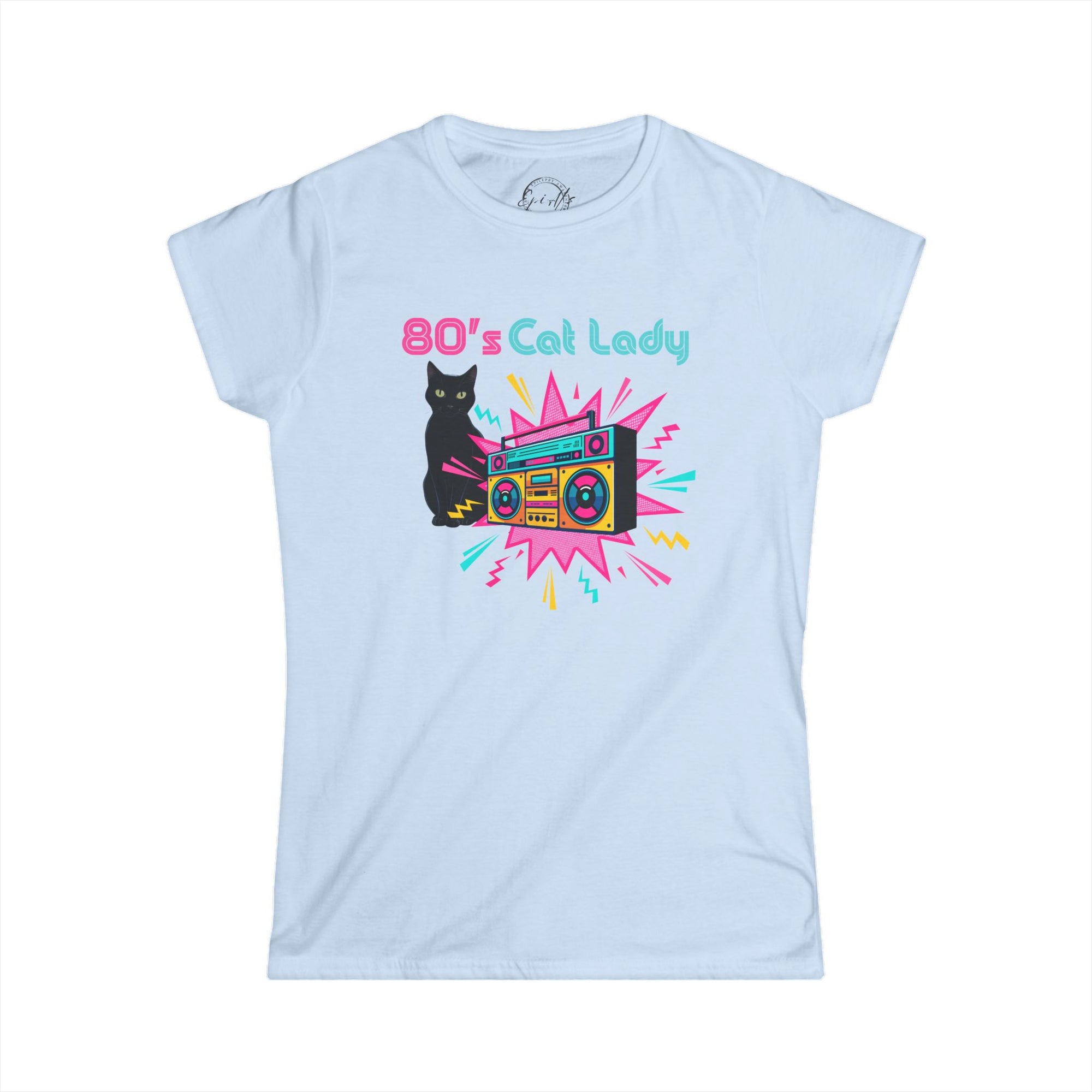 80's Cat Lady Graphic Tee - Fun Retro Style for Cat Lovers