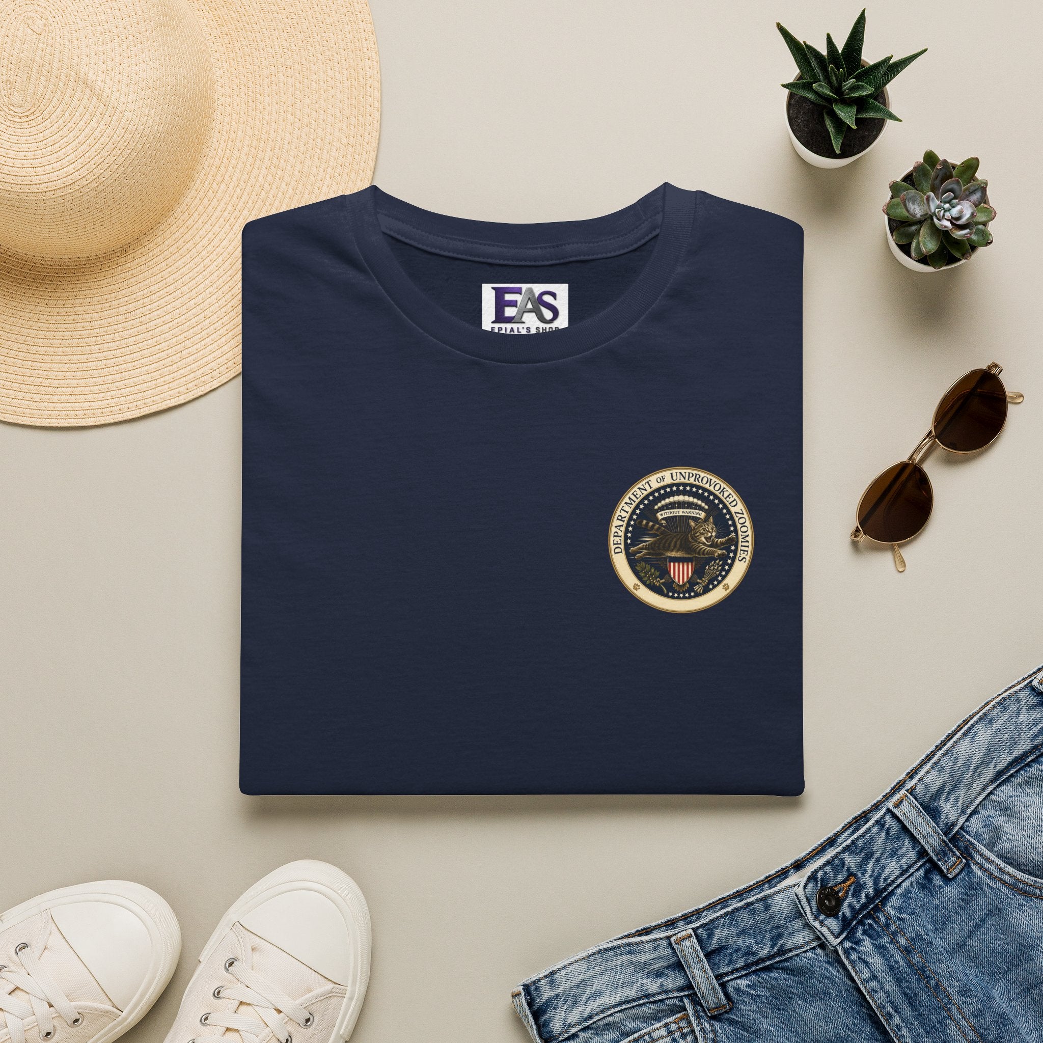 Department of Unprovoked Zoomies Cat T-Shirt | Faux Government Seal Tee