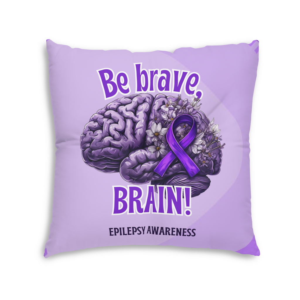 Be Brave Epilepsy Awareness Tufted Floor Pillow, Square