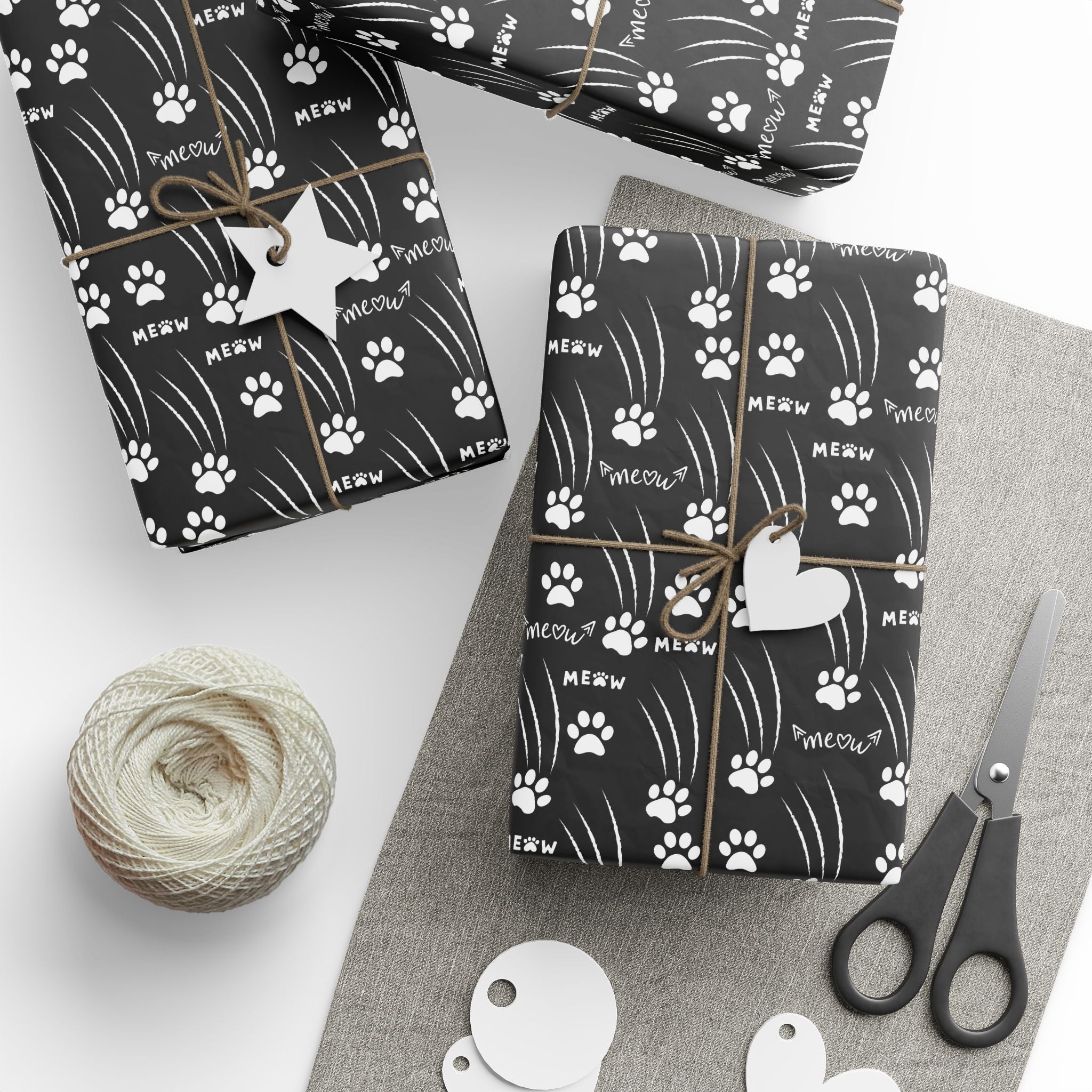 Cat Paw Scratch Gift Wrap – Black & White