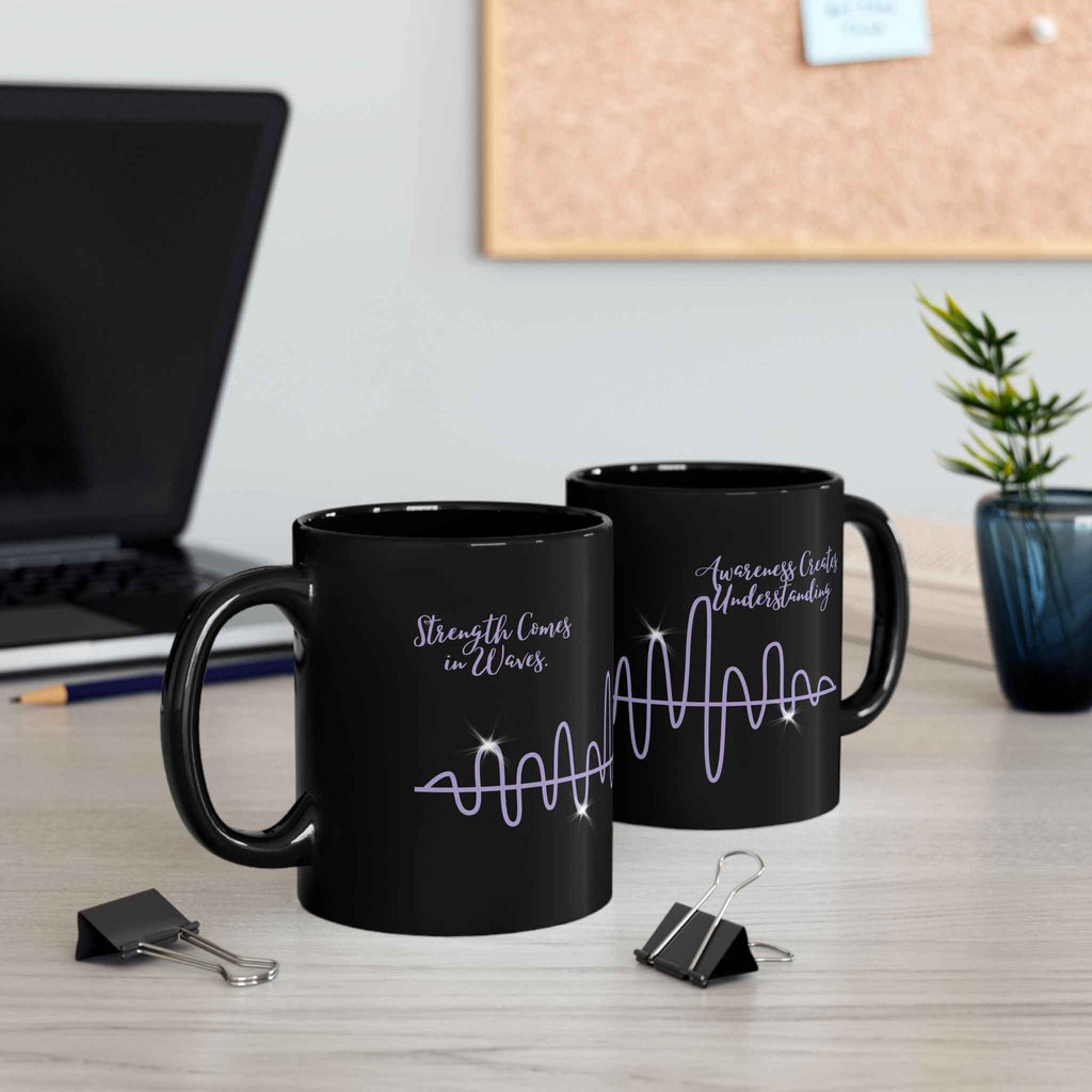 “Waves of Strength” Black Awareness Mug – 11oz & 15oz