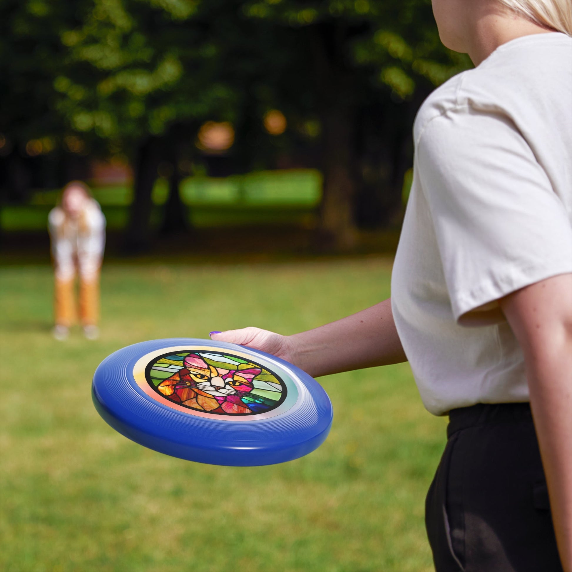 Stained Glass Cat Frisbee - Colorful Outdoor Fun for Cat Lovers Printify