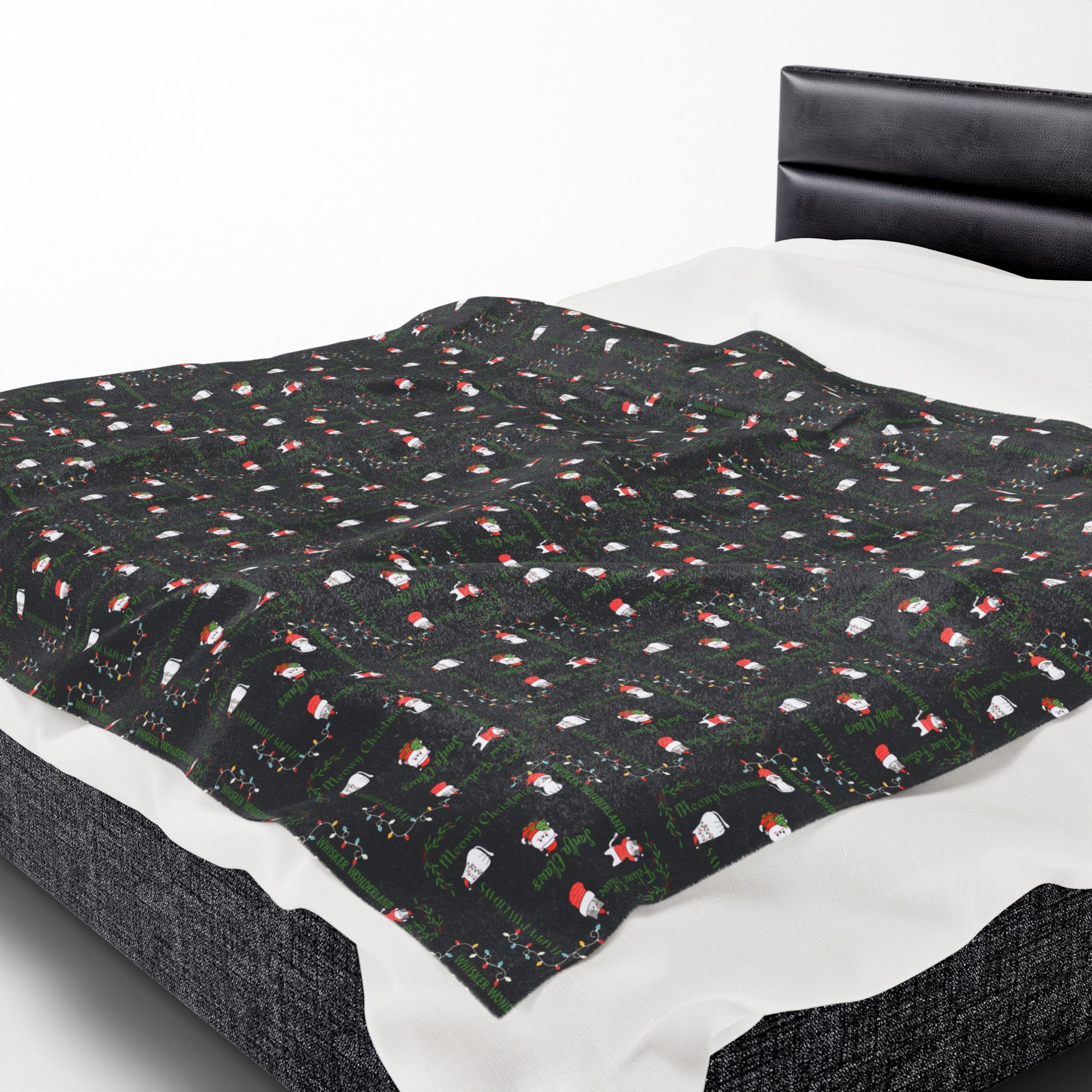 Cozy Christmas Cats Velveteen Plush Blanket