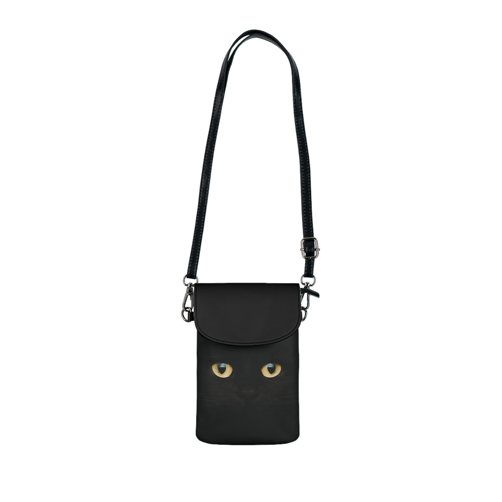 Black Cat Eyes Crossbody Phone Wallet | Minimalist Cat Phone Purse