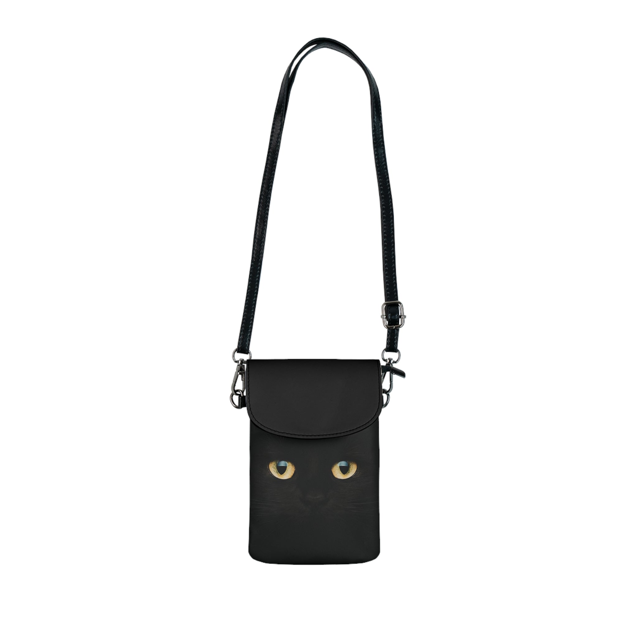 Black Cat Eyes Crossbody Phone Wallet | Minimalist Cat Phone Purse