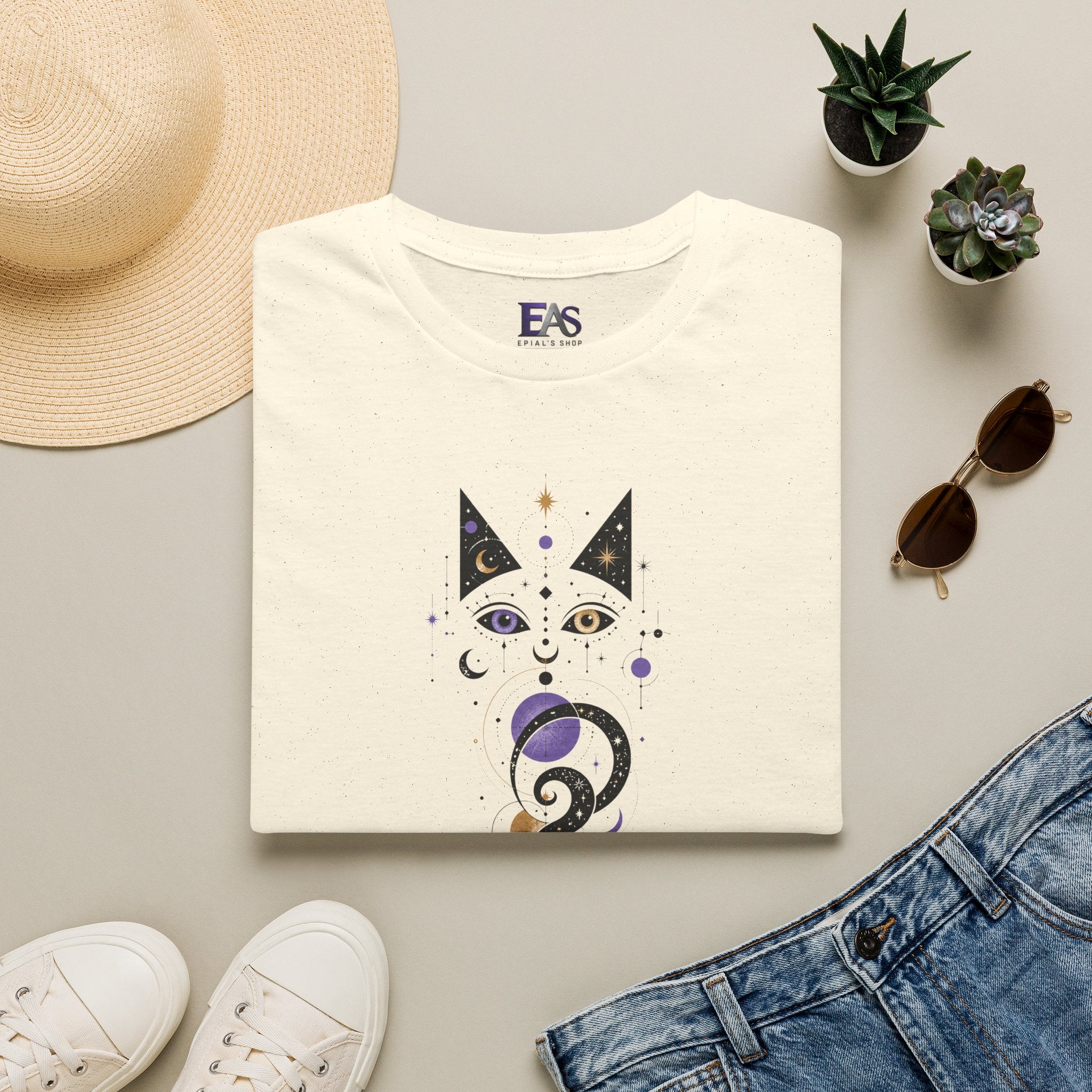 Celestial Cat T-Shirt | Mystical Cosmic Cat Graphic Tee