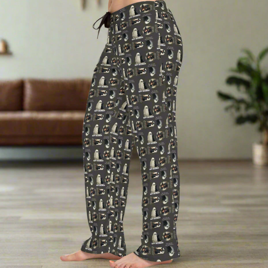 Cozy Halloween Cat-Themed Women's Pajama Pants