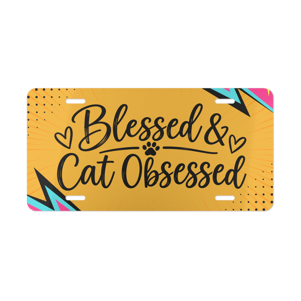 Blessed & Cat Obsessed Vanity License Plate