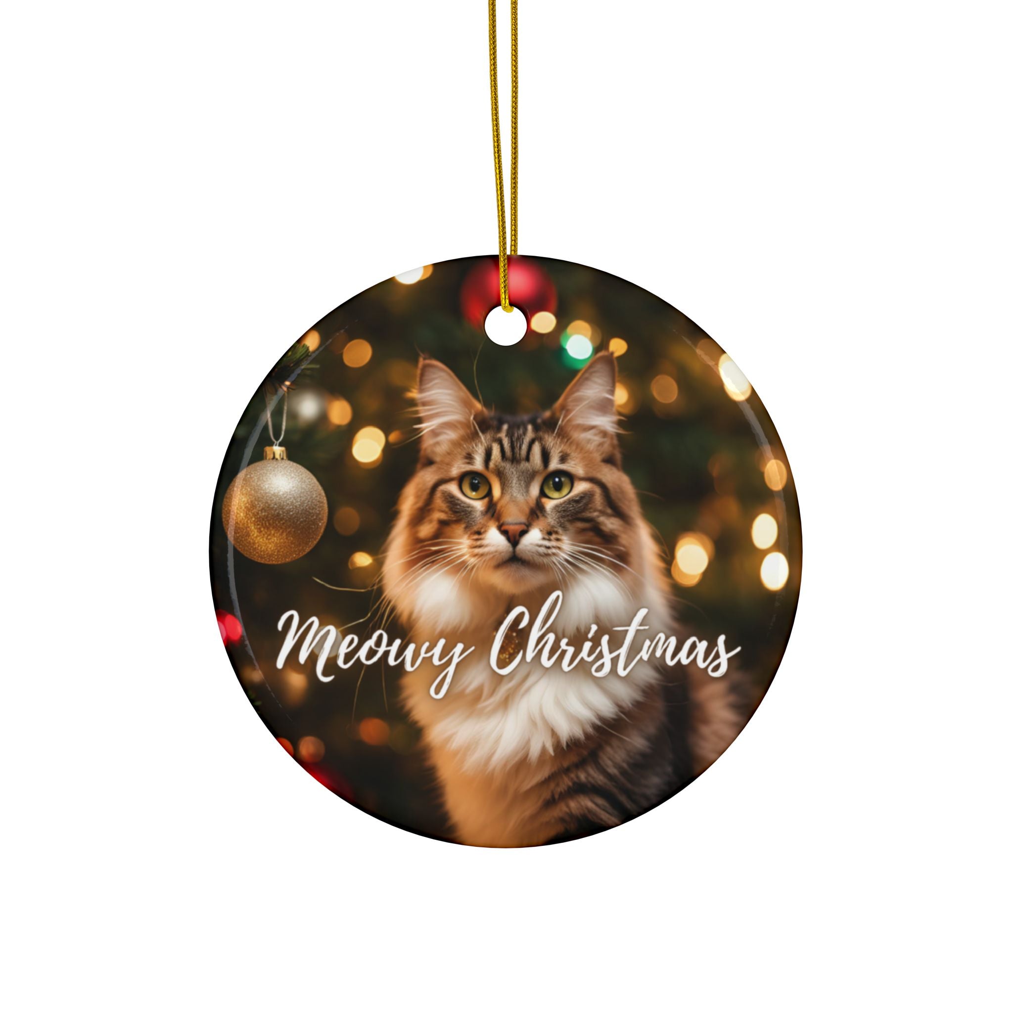 Photo depicting the ​Meowy Christmas Ceramic Ornaments, 2-Side Print from EpiAl's Shop.