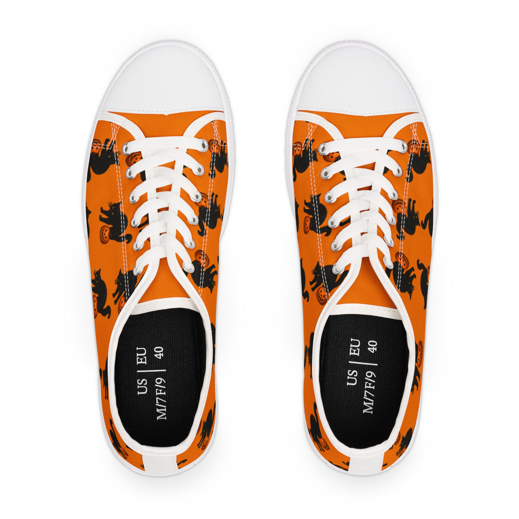 Halloween Black Cat Low-Top Canvas Sneakers