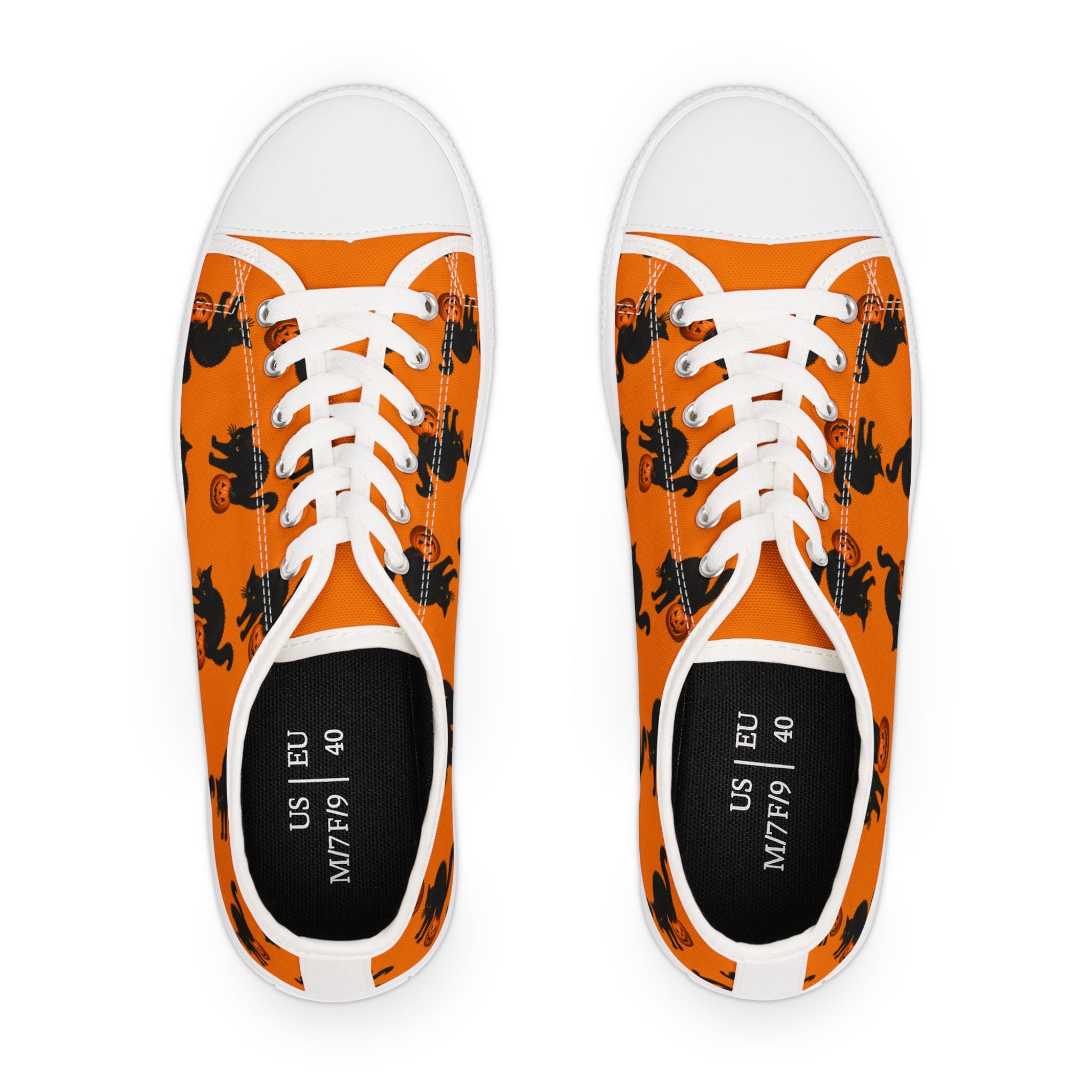 Halloween Black Cat Low-Top Canvas Sneakers