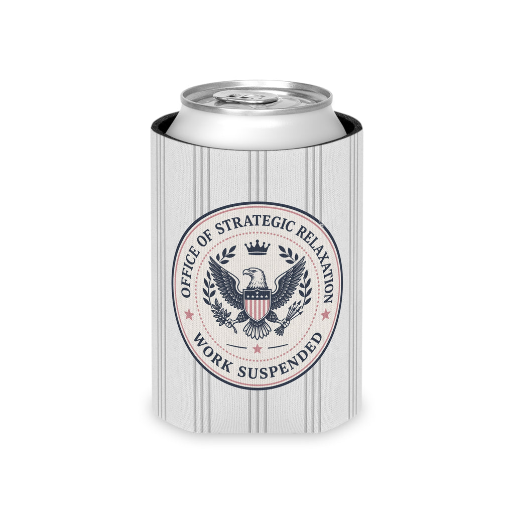 Office of Strategic Relaxation Can Cooler | Work Suspended Funny Koozie