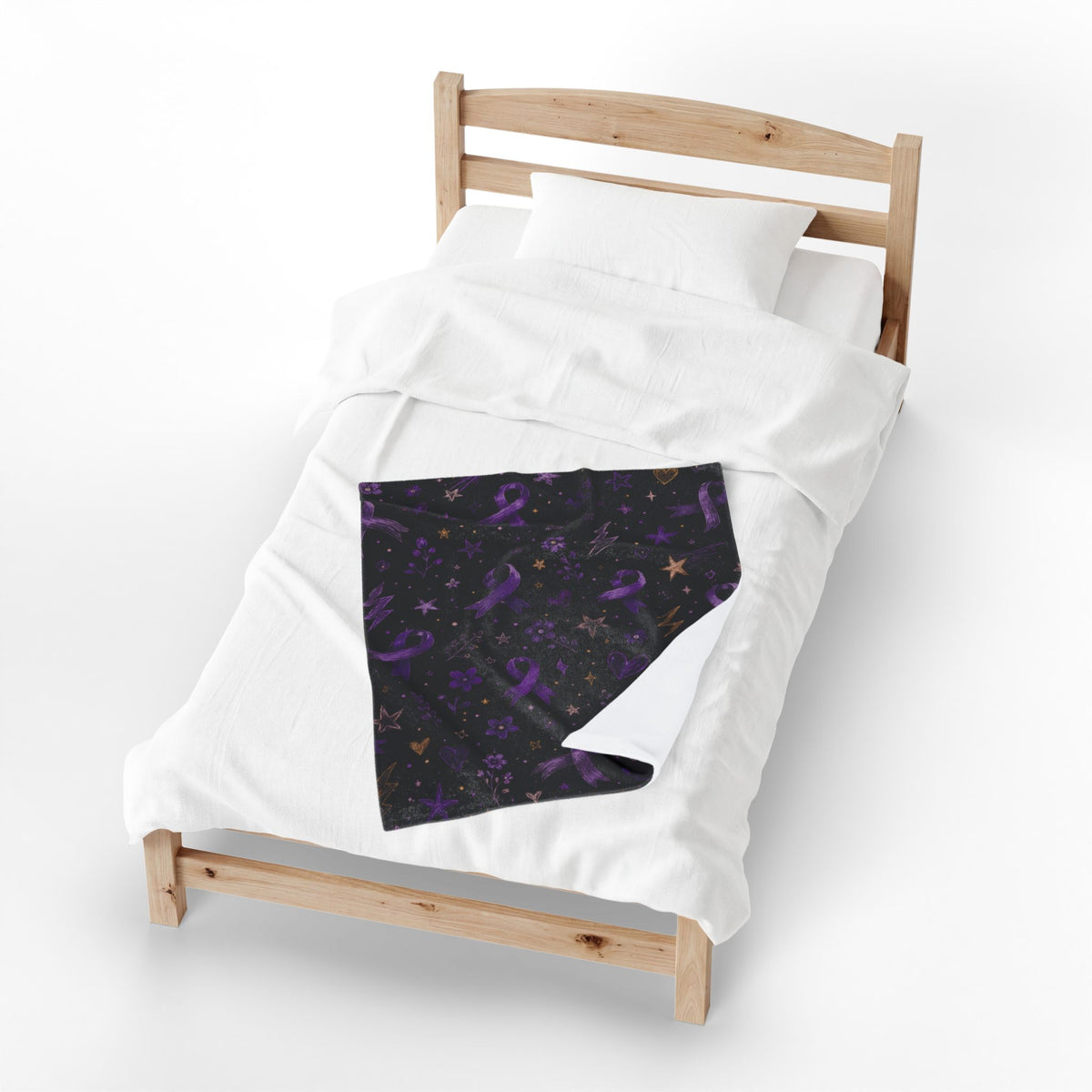 Purple Epilepsy Awareness Ribbon Velveteen Plush Blanket