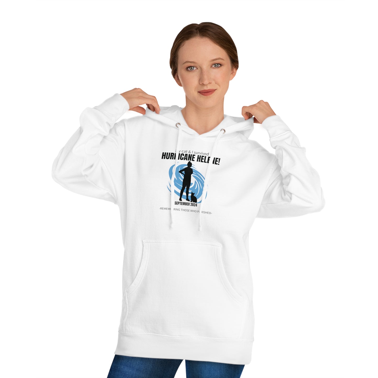 Hurricane Helene Cat Lady Survivor Hooded Sweatshirt