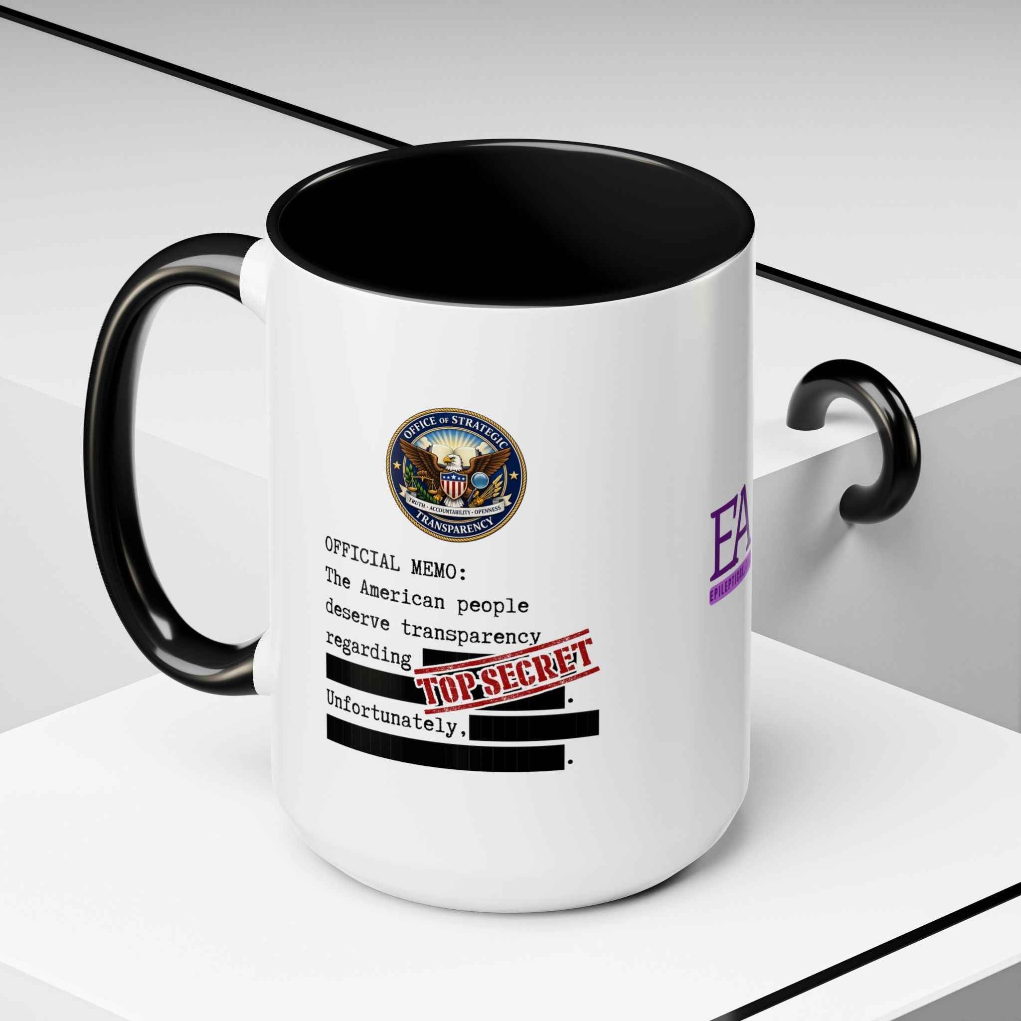 Official Memo Top Secret Coffee Mug – Political Satire Two-Tone Mug
