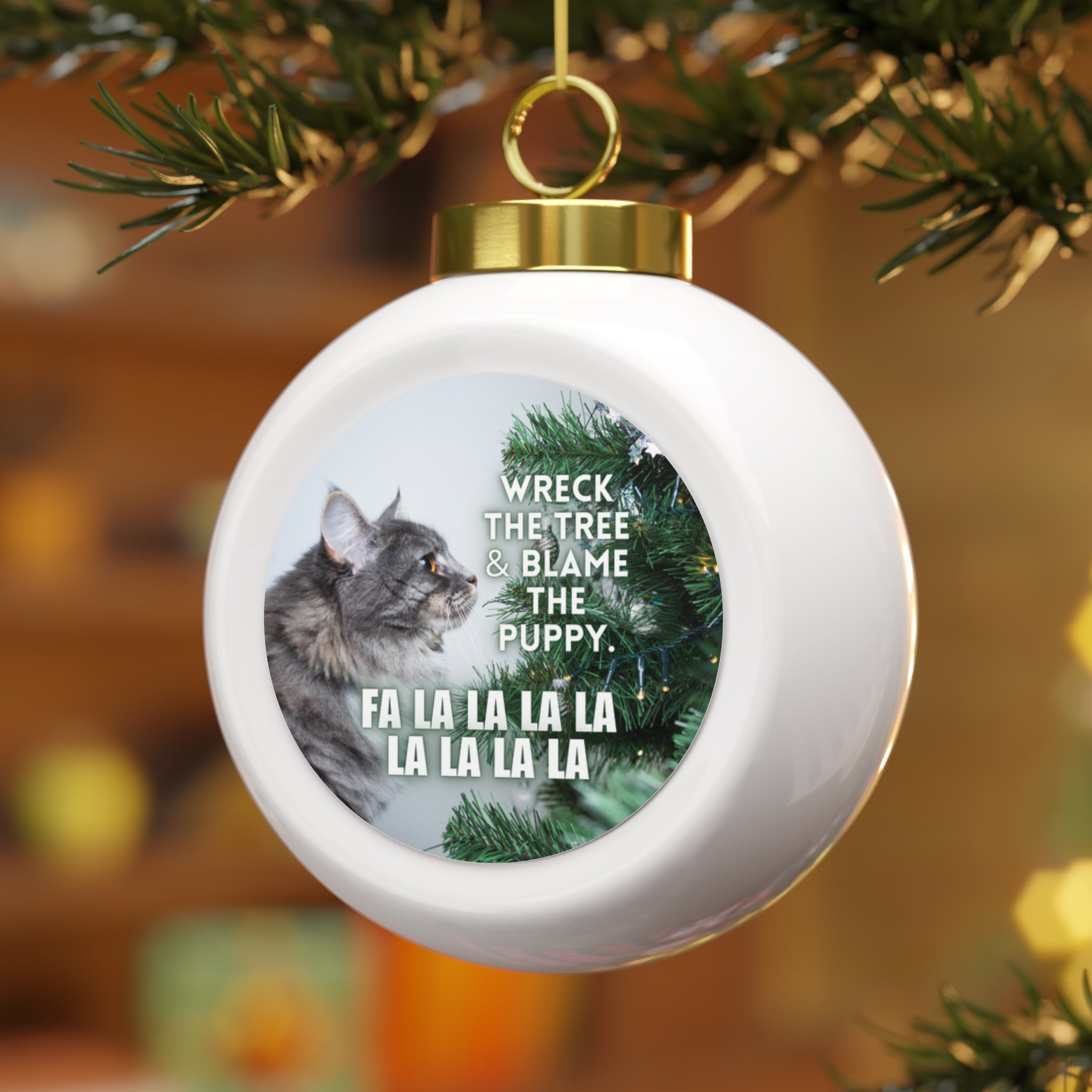 Photo depicting the ​Wreck the Tree Ball Ornament from EpiAl's Shop.
