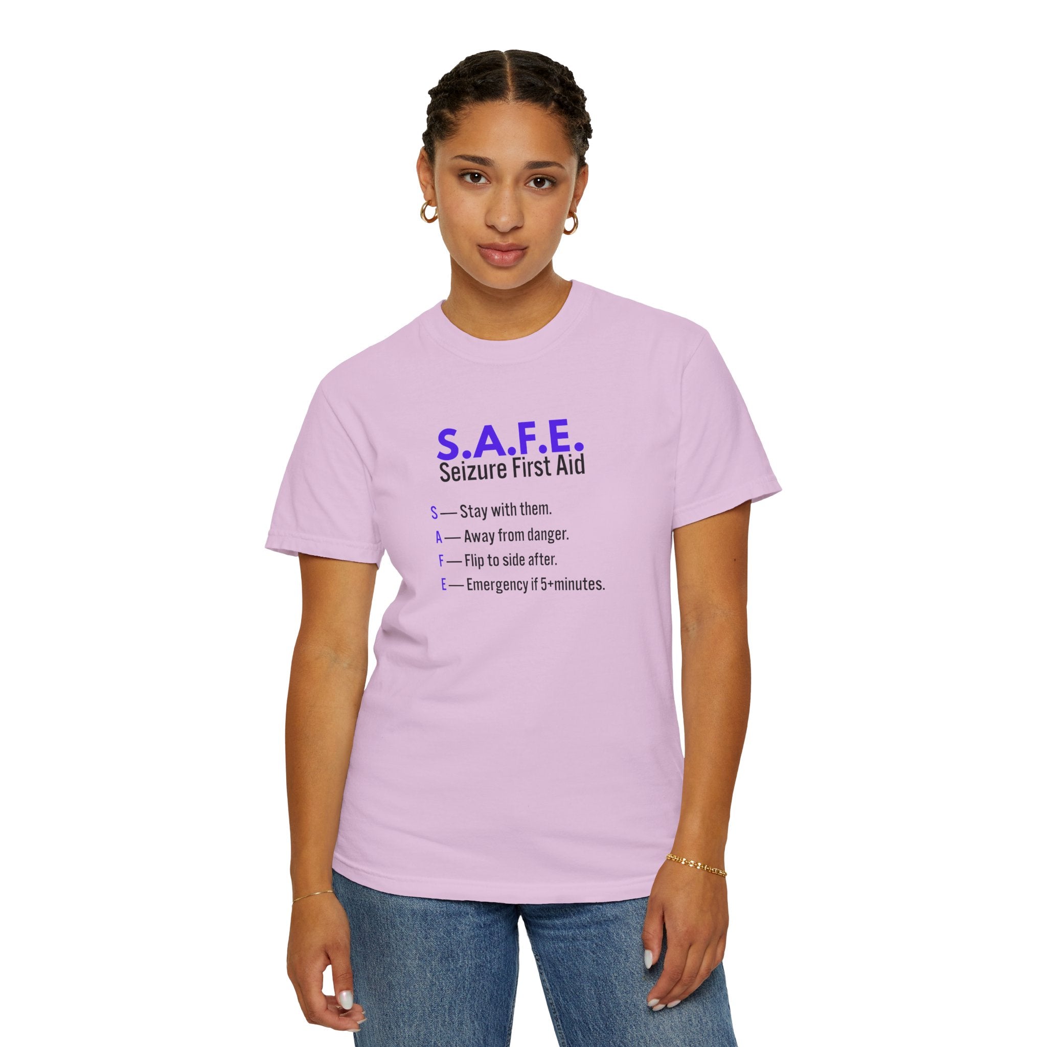 S.A.F.E. Seizure First Aid T-Shirt – Epilepsy Awareness Education Tee