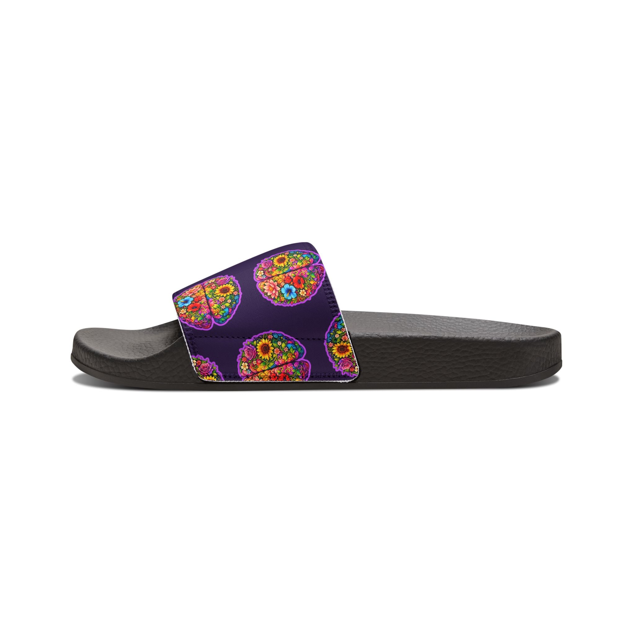 Floral Brain Women's Slide Sandals – Epilepsy Awareness Comfort Slides