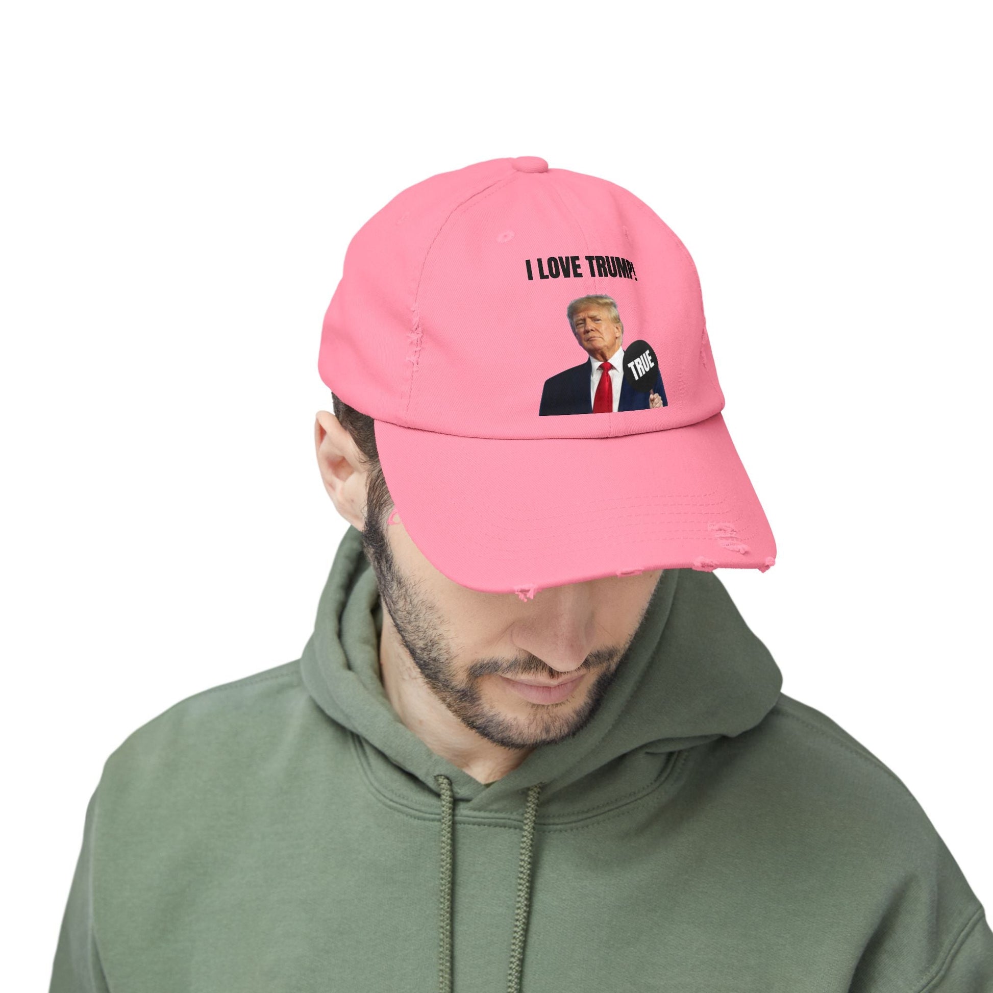 Trump True Sign Unisex Distressed Cap Printify