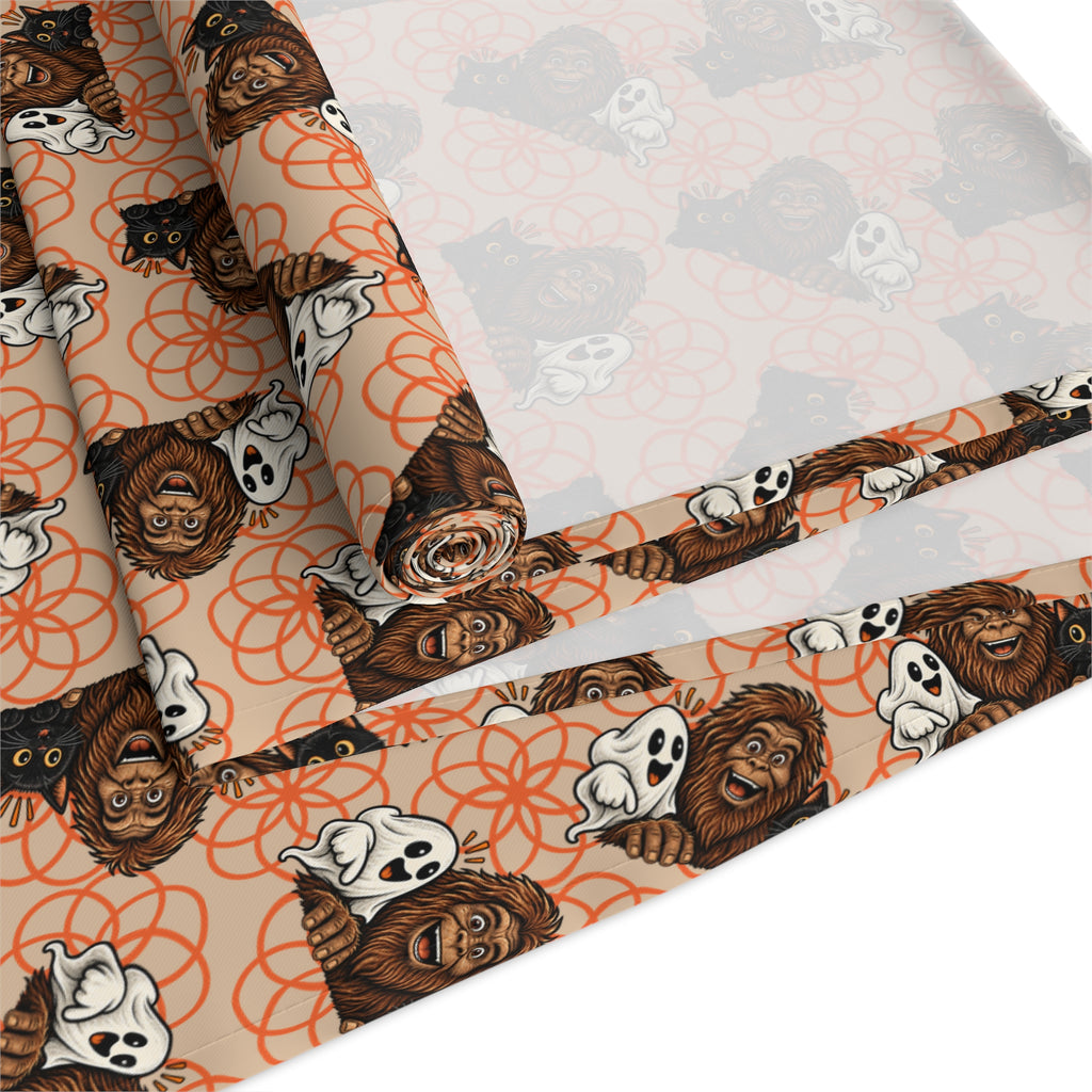 Bigfoot, Boo & Black Cat Halloween Table Runner