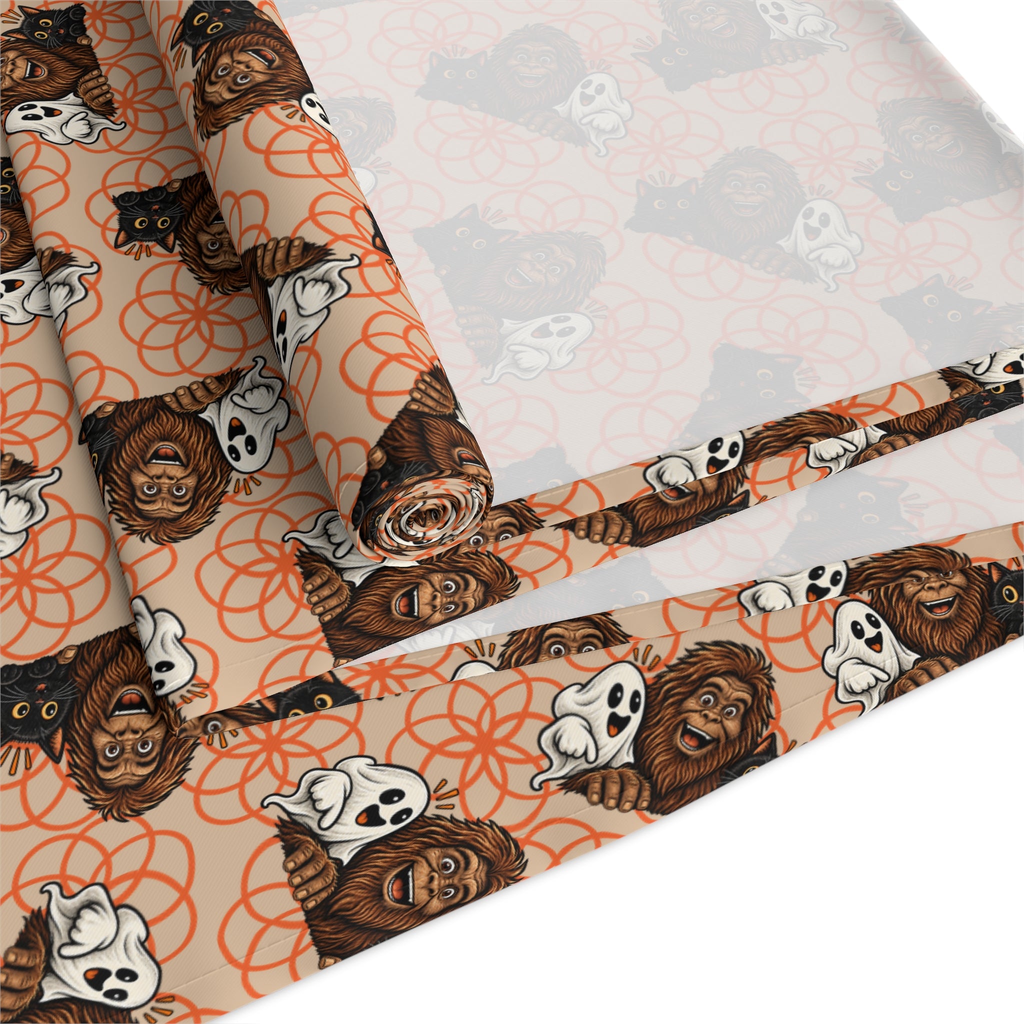 Bigfoot, Boo & Black Cat Halloween Table Runner