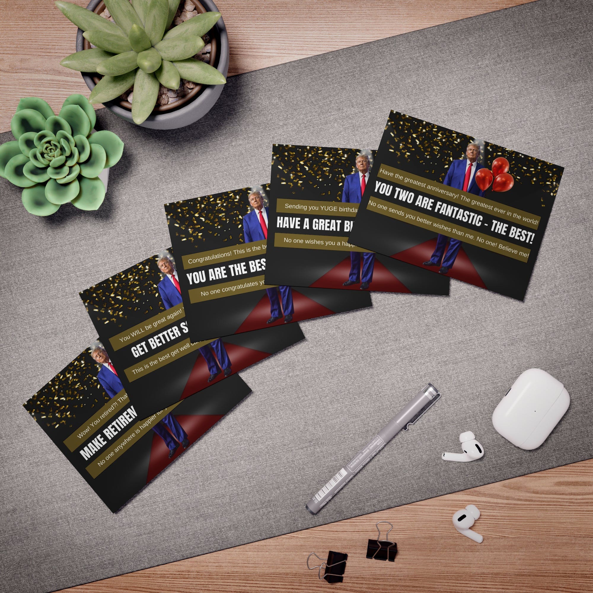 Donald Trump Multi-Design Greeting Cards, Blank Inside (5-Pack)