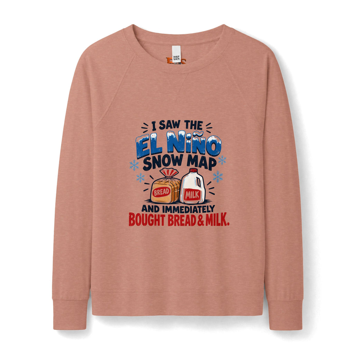 El Niño Snow Map Bread & Milk Women’s Lightweight Crewneck Sweatshirt