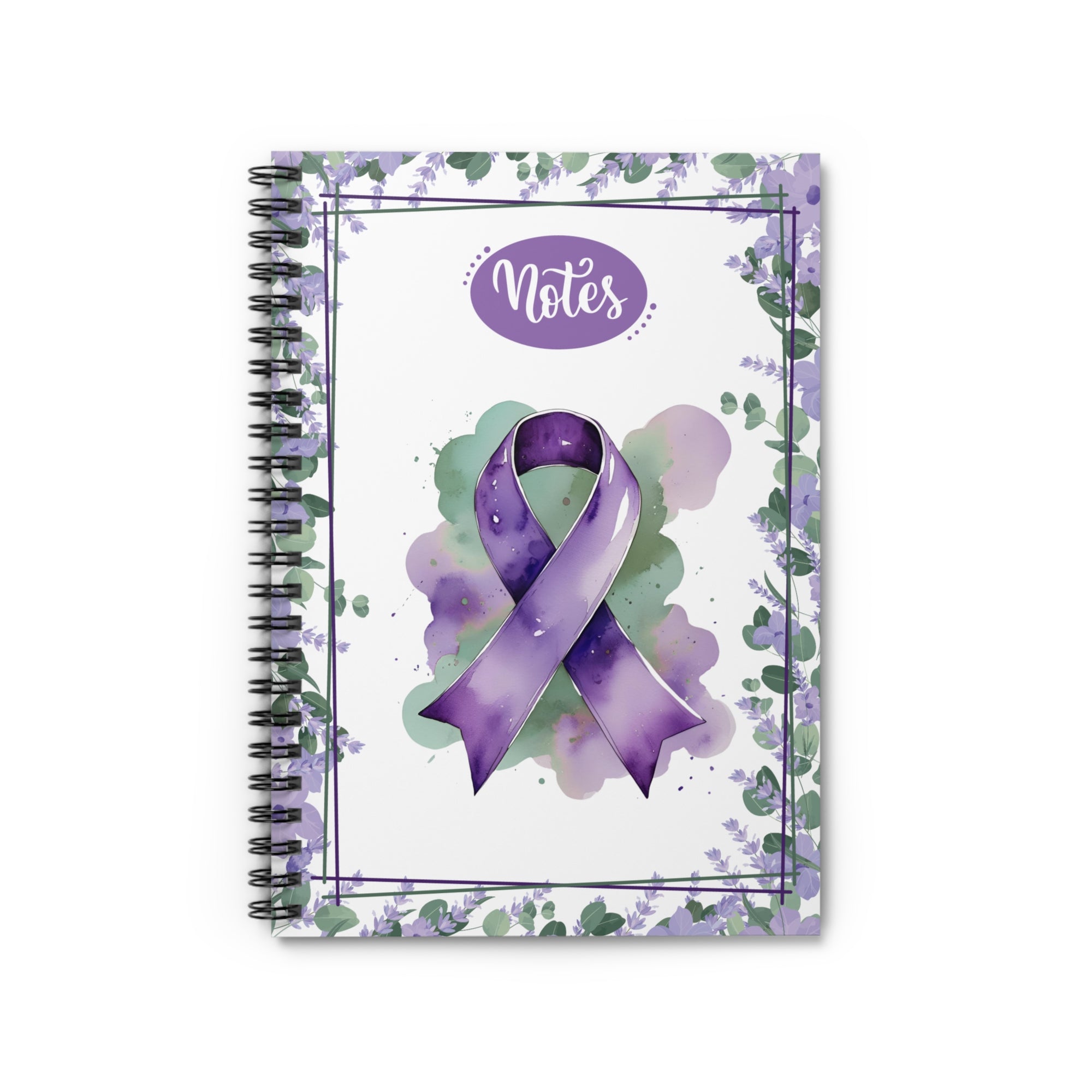 Watercolor Purple Ribbon Spiral Ruled-Lined Notebook