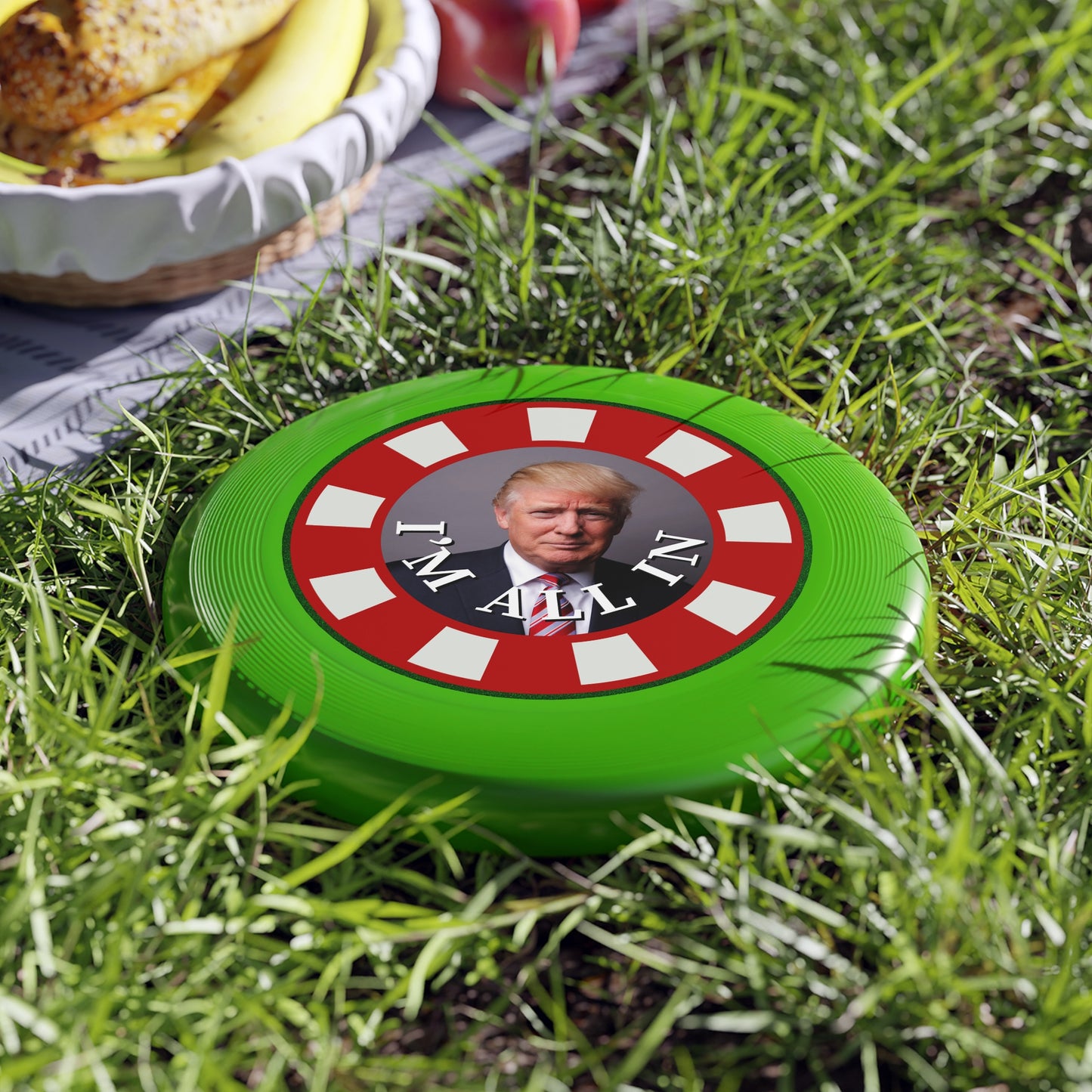 I'm All In with Trump Political Themed Frisbee - Fun Outdoor Game