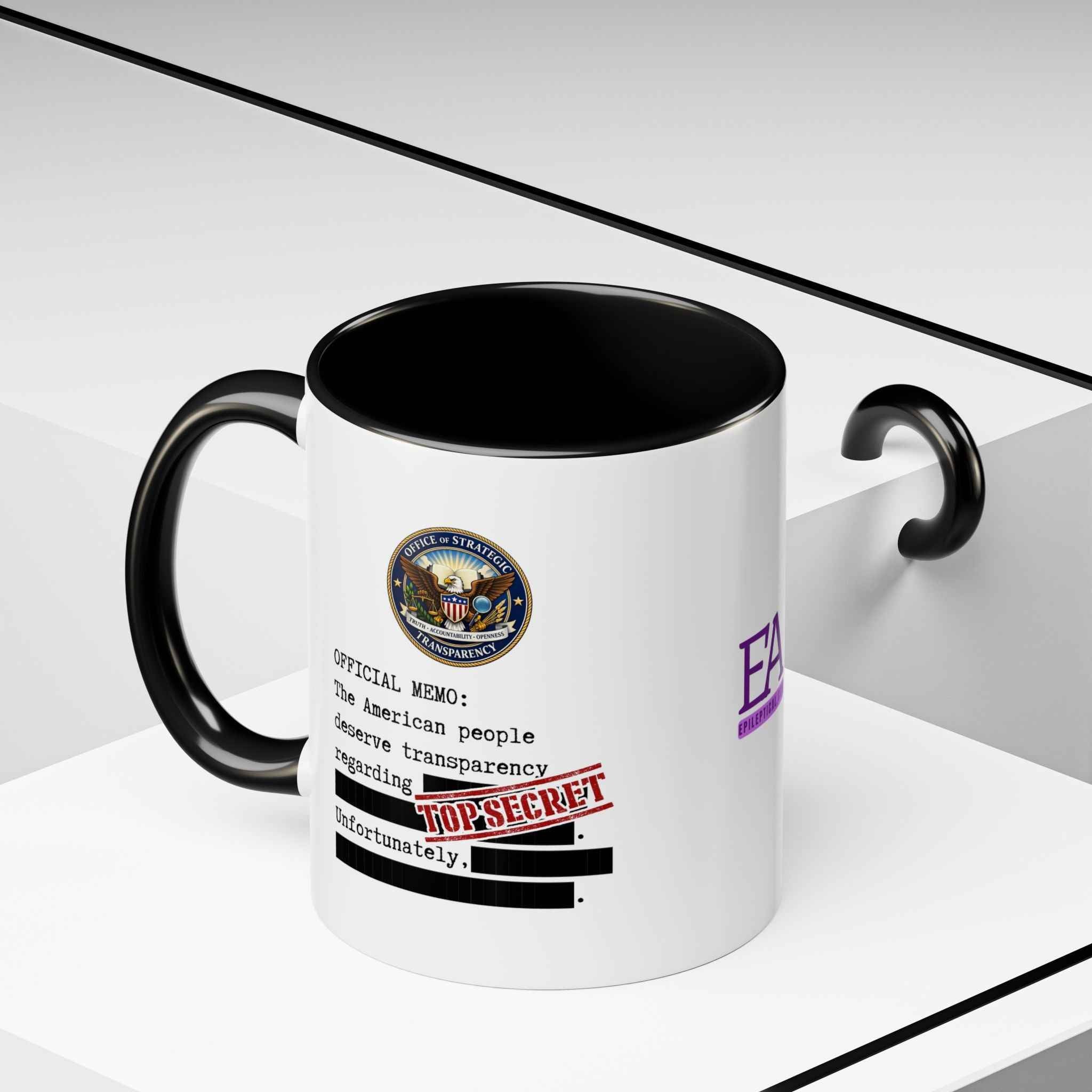 Official Memo Top Secret Coffee Mug – Political Satire Two-Tone Mug