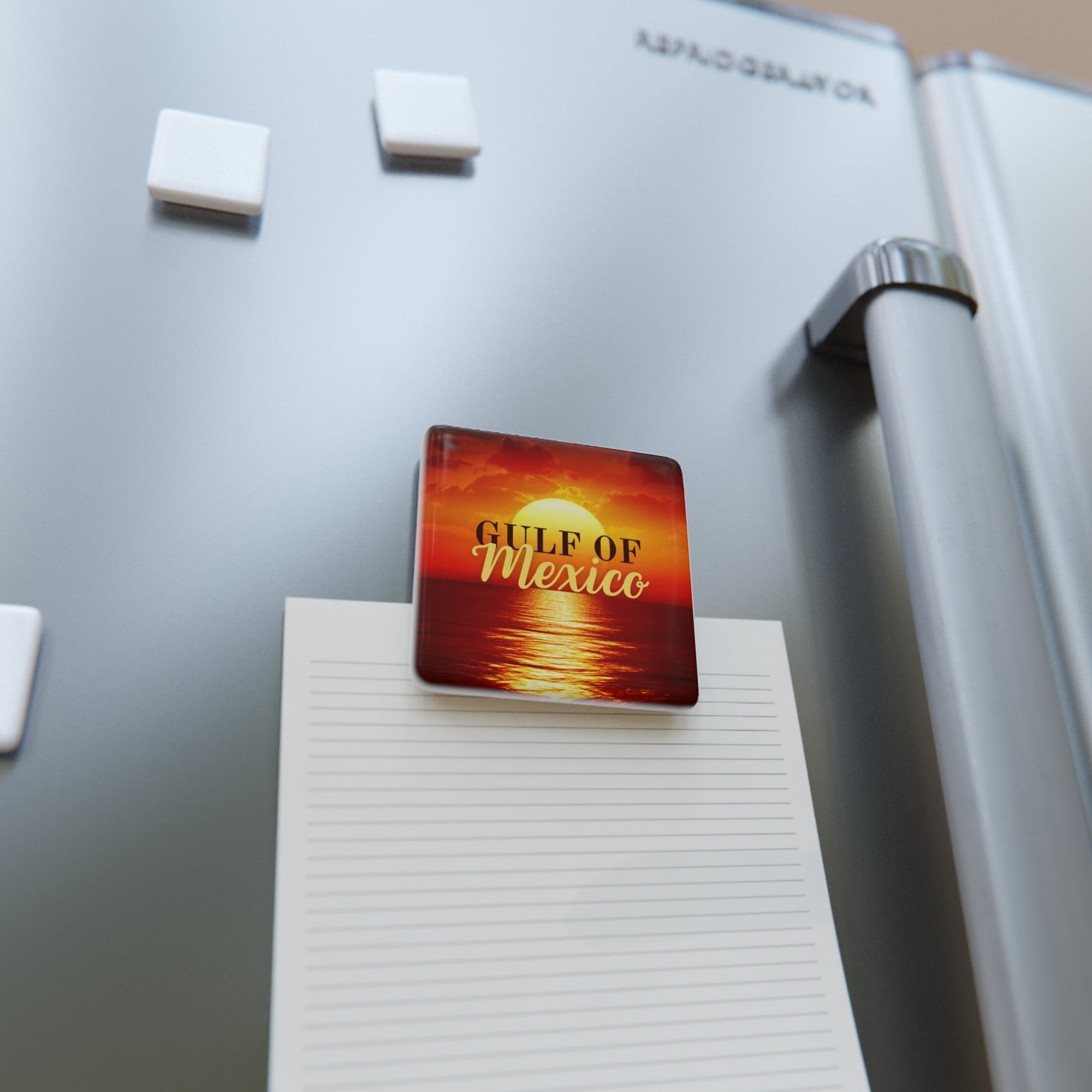 Gulf of Mexico Sunset Square Porcelain Magnet Printify