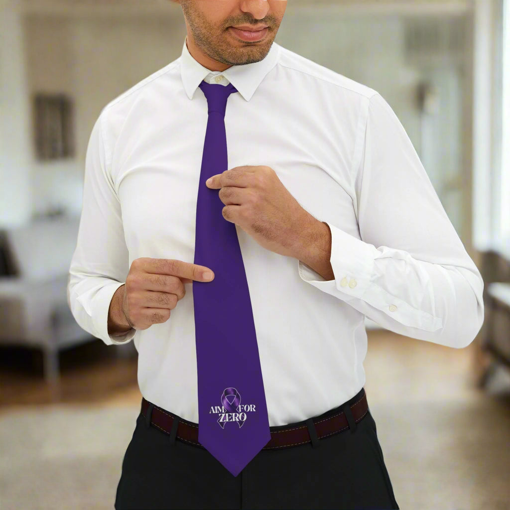 Aim for Zero Purple Epilepsy Awareness Necktie