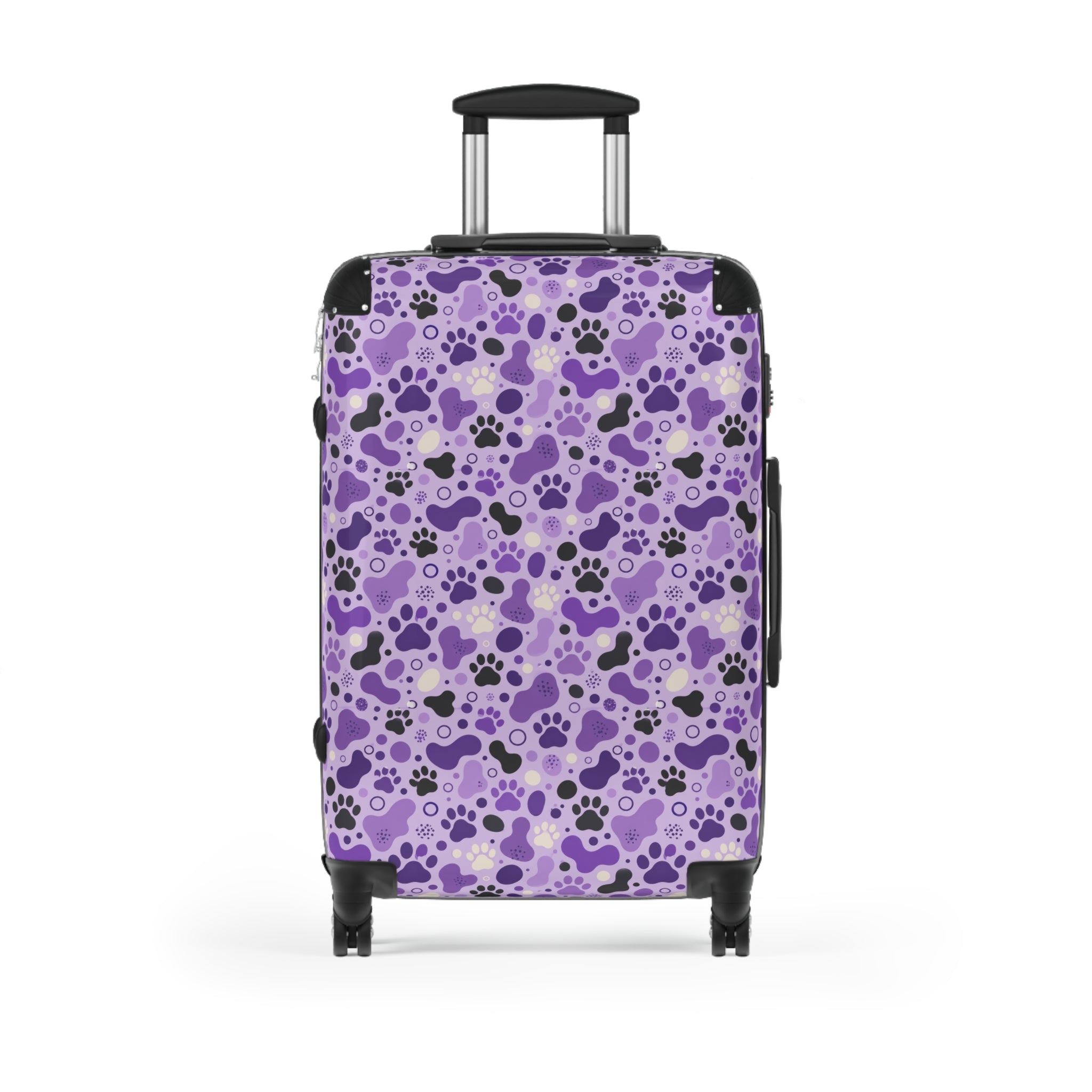 Purple Cat Paw Print Hard-Shell Suitcase | Abstract Cat Lover Luggage