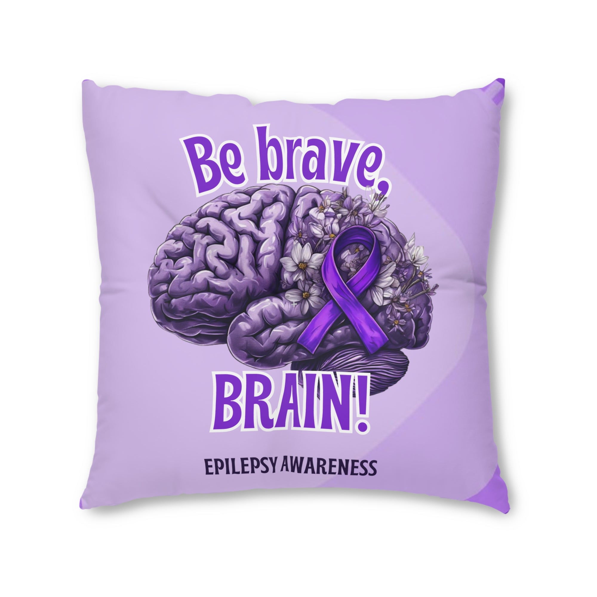 Be Brave Epilepsy Awareness Tufted Floor Pillow, Square