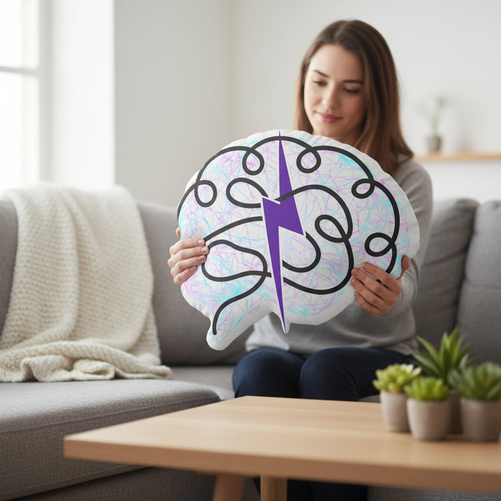 Epilepsy Awareness Brain Pillow | Purple Ribbon Neurostrong Decor