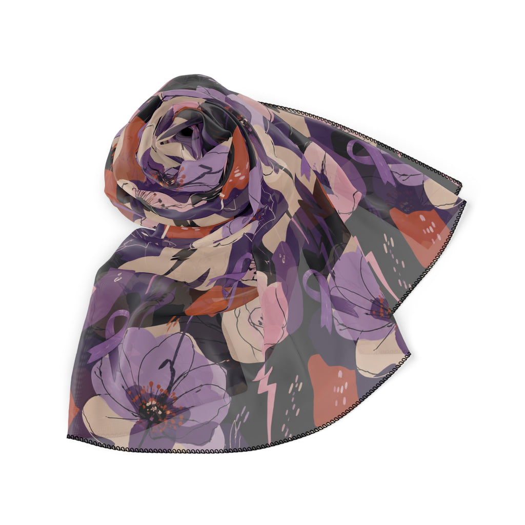 Epilepsy Awareness Floral Scarf | Purple Ribbon Square Scarf