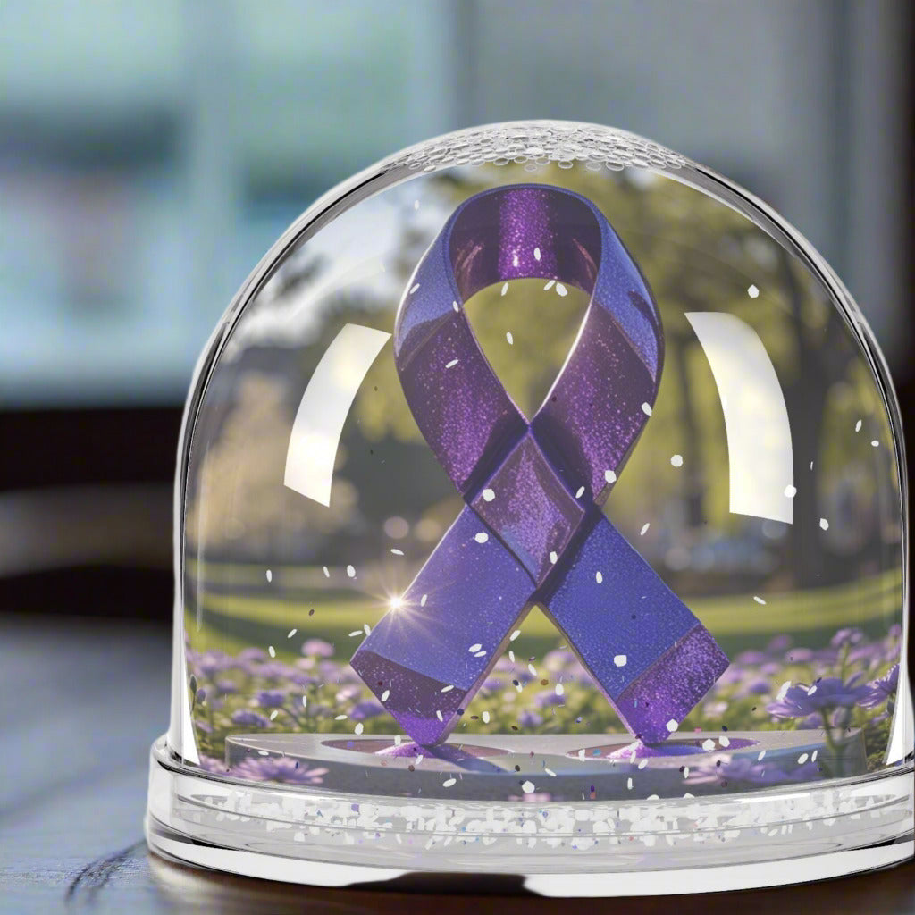 Purple Ribbon Snow Globe, Inspirational Gift