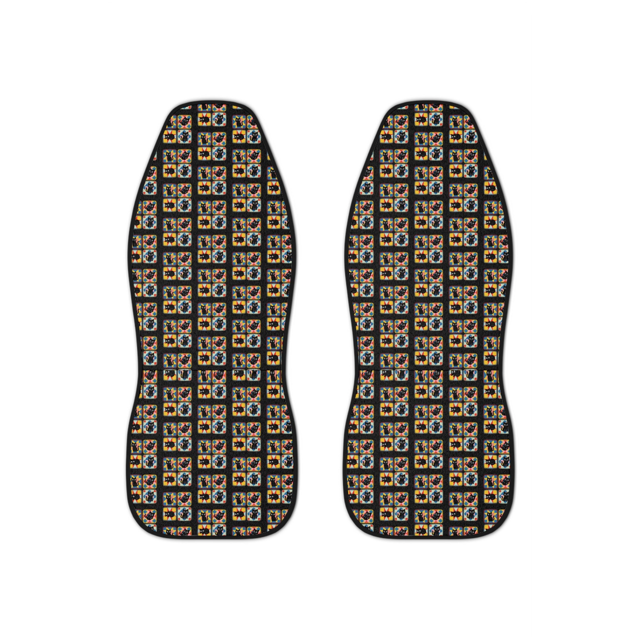 Quilted-Looking Cats Car Seat Covers, Set of 2