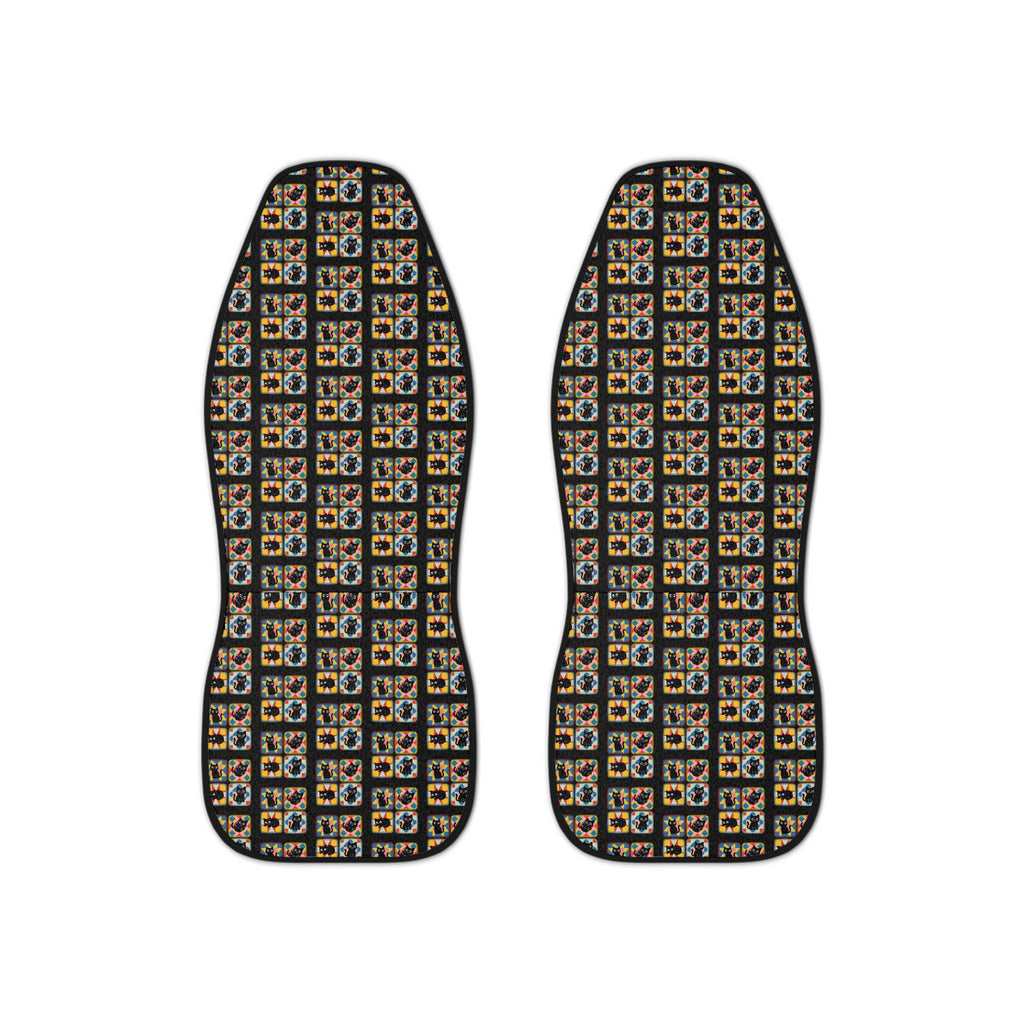 Quilted-Looking Cats Car Seat Covers, Set of 2