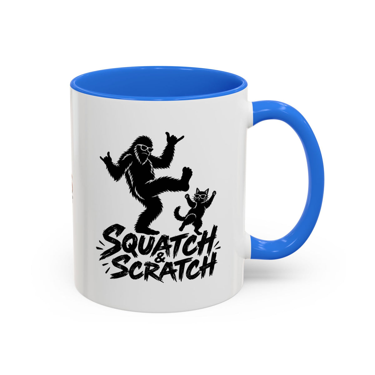 Squatch & Scratch Bigfoot and Cat Coffee Mug | Funny Sasquatch Ceramic Mug | 11oz & 15oz