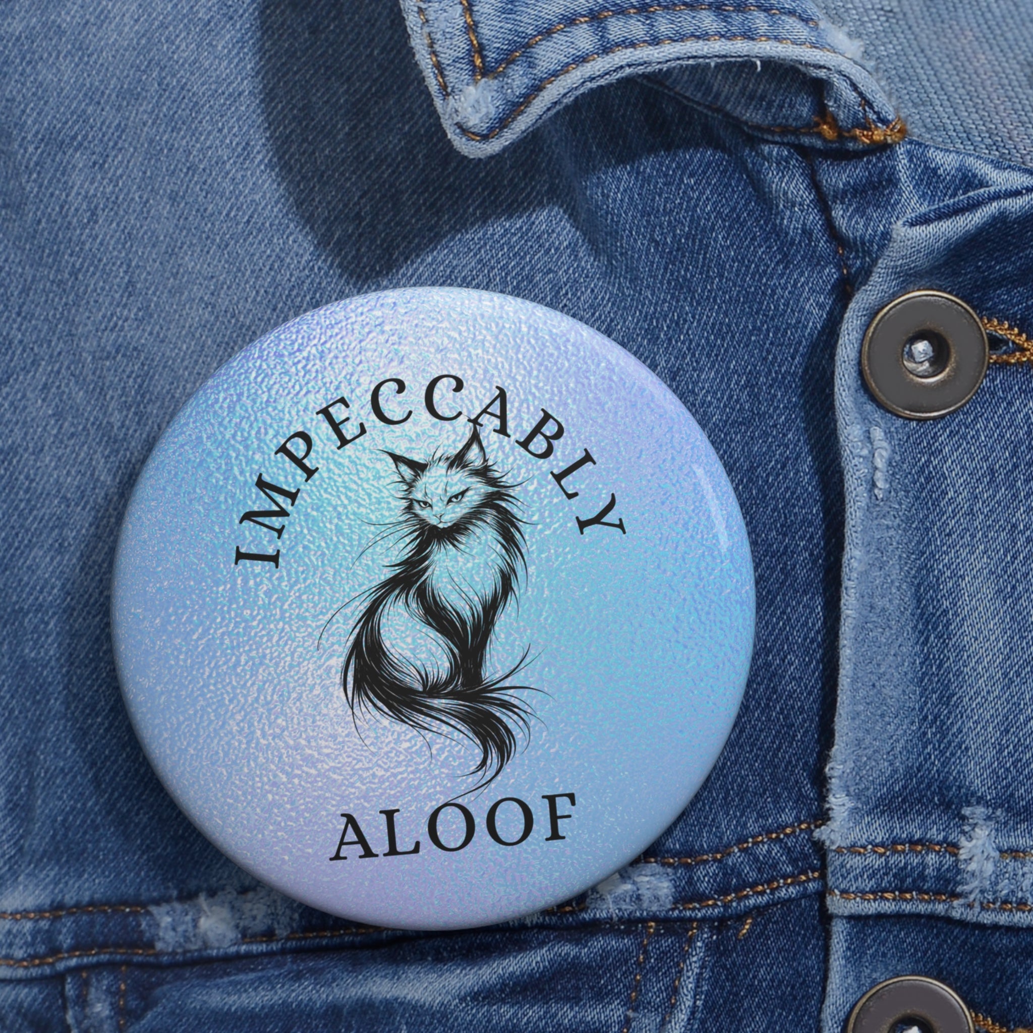 Impeccably Aloof Cat Pinback Button – Abstract Line Art Badge