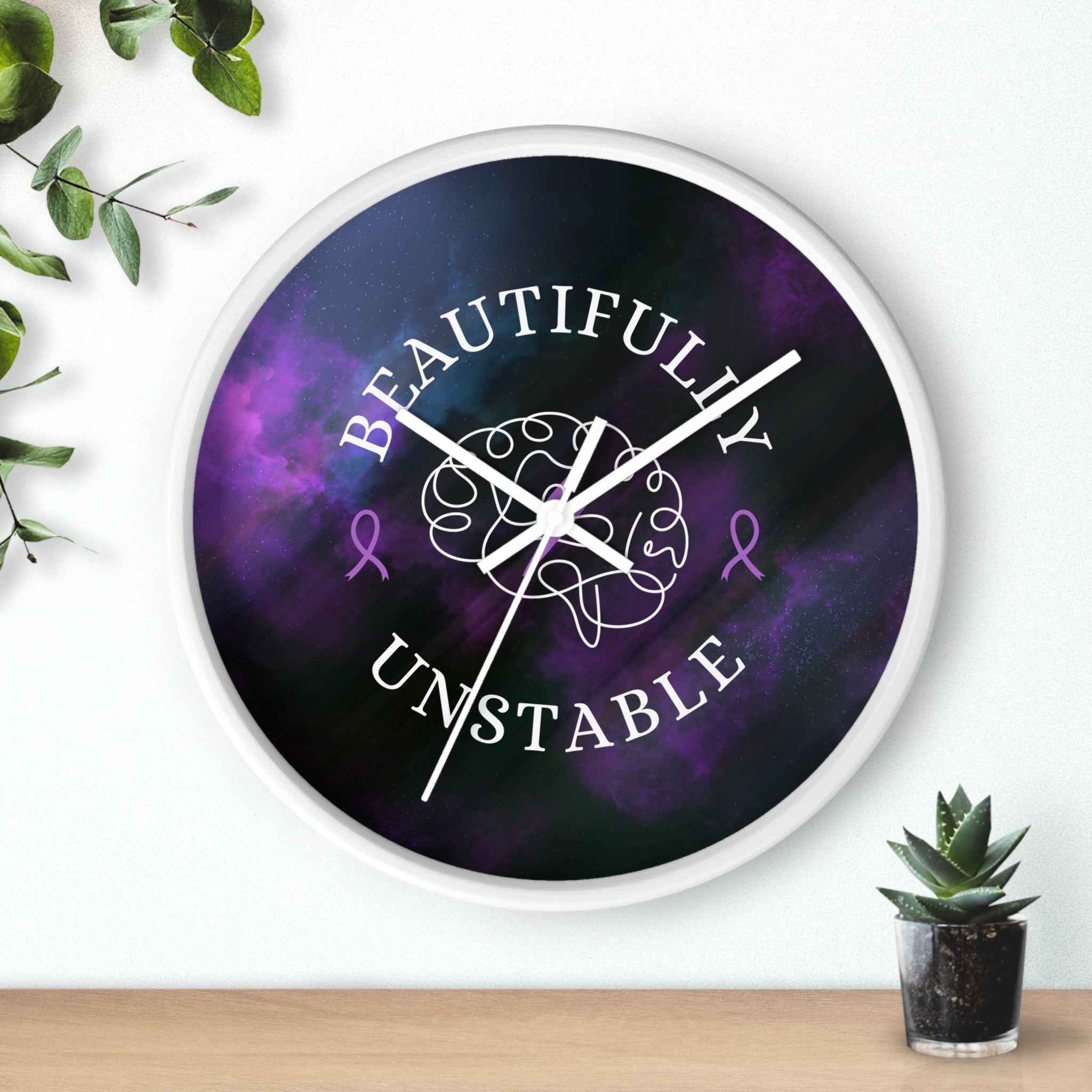 Beautifully Unstable Purple Ribbon Brain Silent Wall Clock – 10