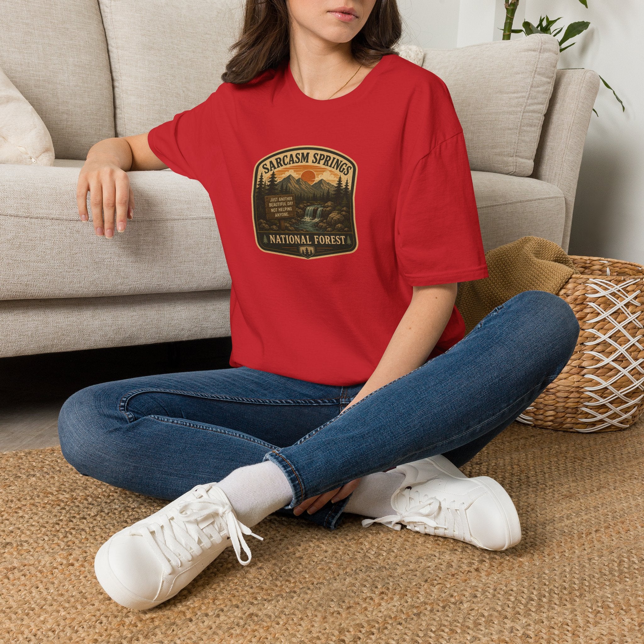 Sarcasm Springs National Forest Unisex T-Shirt | Funny Retro Outdoors Graphic Tee